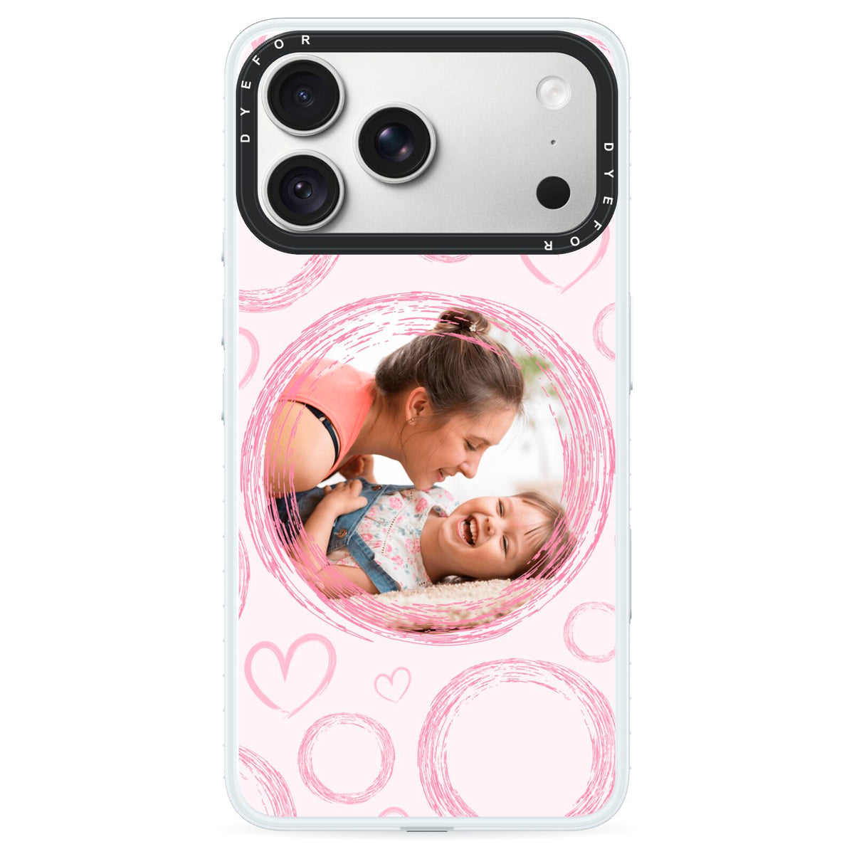 Pink Love Hearts Photo Personalised iPhone 18 Pro Black Impact Pre order Case on Silver phone