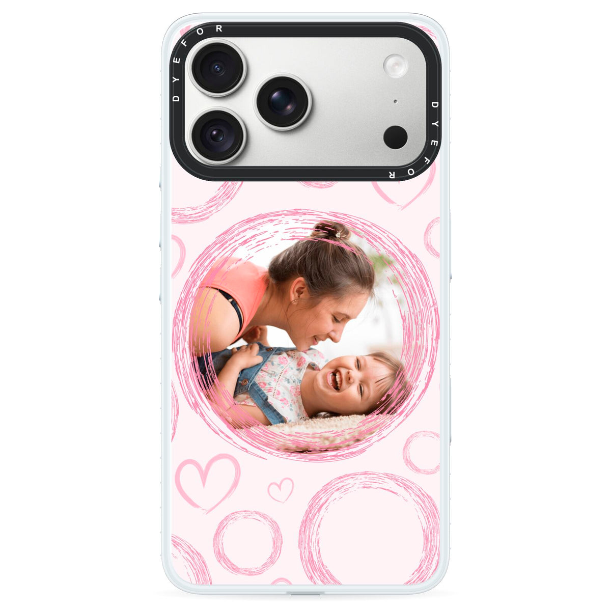 Pink Love Hearts Photo Personalised iPhone 18 Pro Max Black Impact Pre order Case on Silver phone