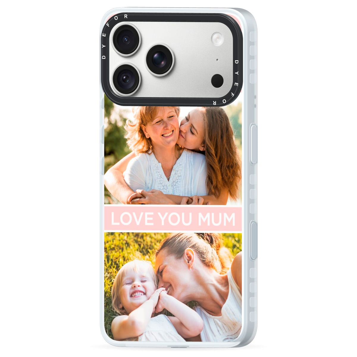 Pink Mothers Day Photos iPhone 18 Pro Black Impact Pre order Case Side Angle on Silver phone