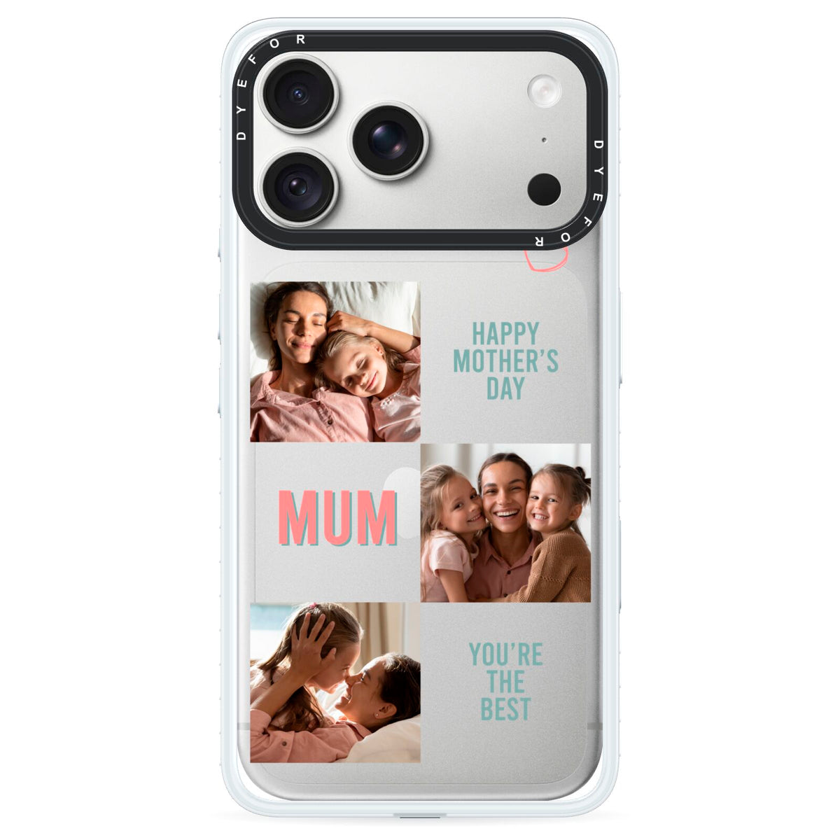 Pink Mum Photo Collage iPhone 18 Pro Black Impact Pre order Case on Silver phone