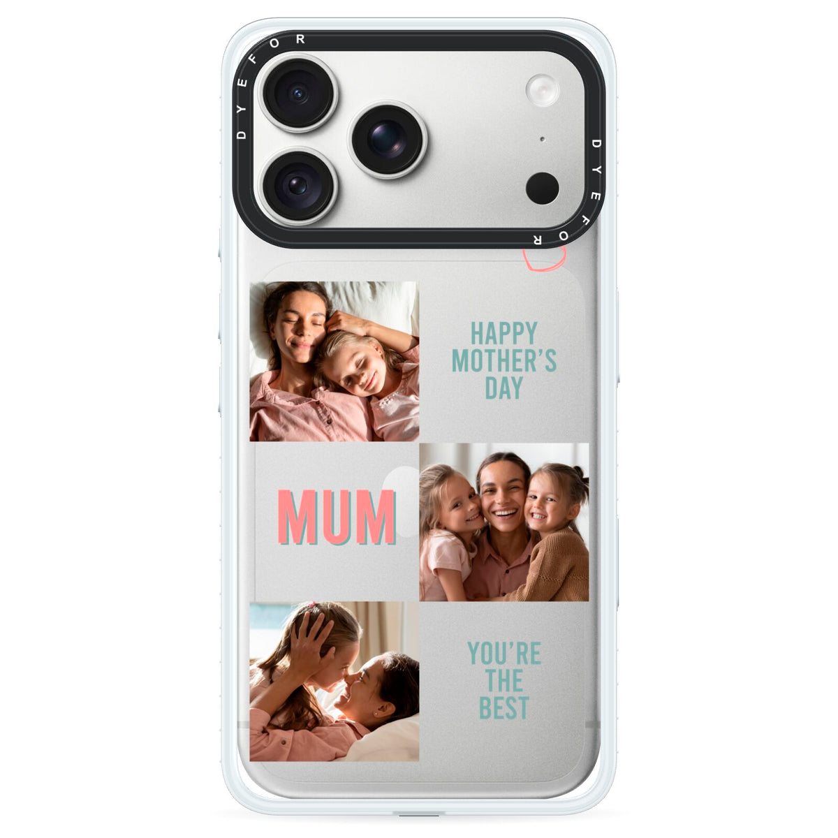 Pink Mum Photo Collage iPhone 18 Pro Max Black Impact Pre order Case on Silver phone