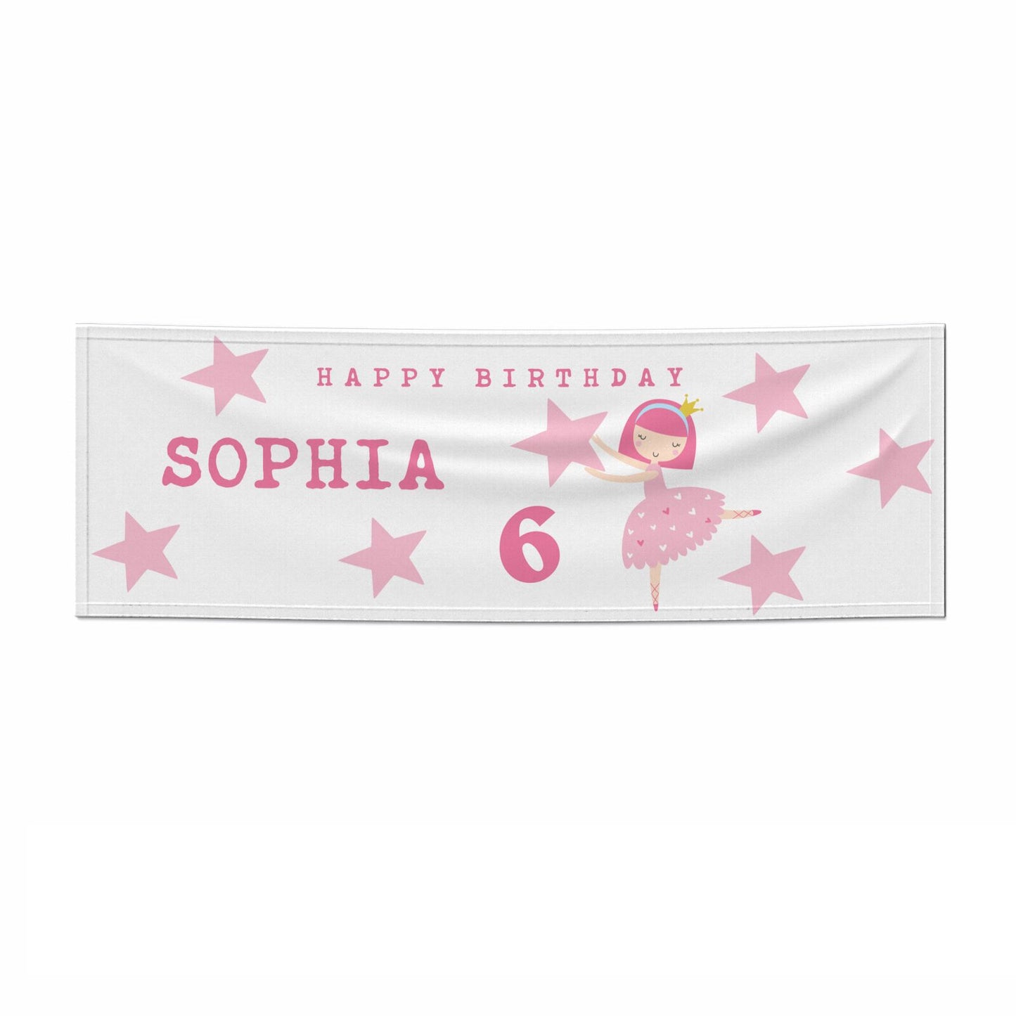 Pink Princess Personalised Birthday 3x1 Paper Banner