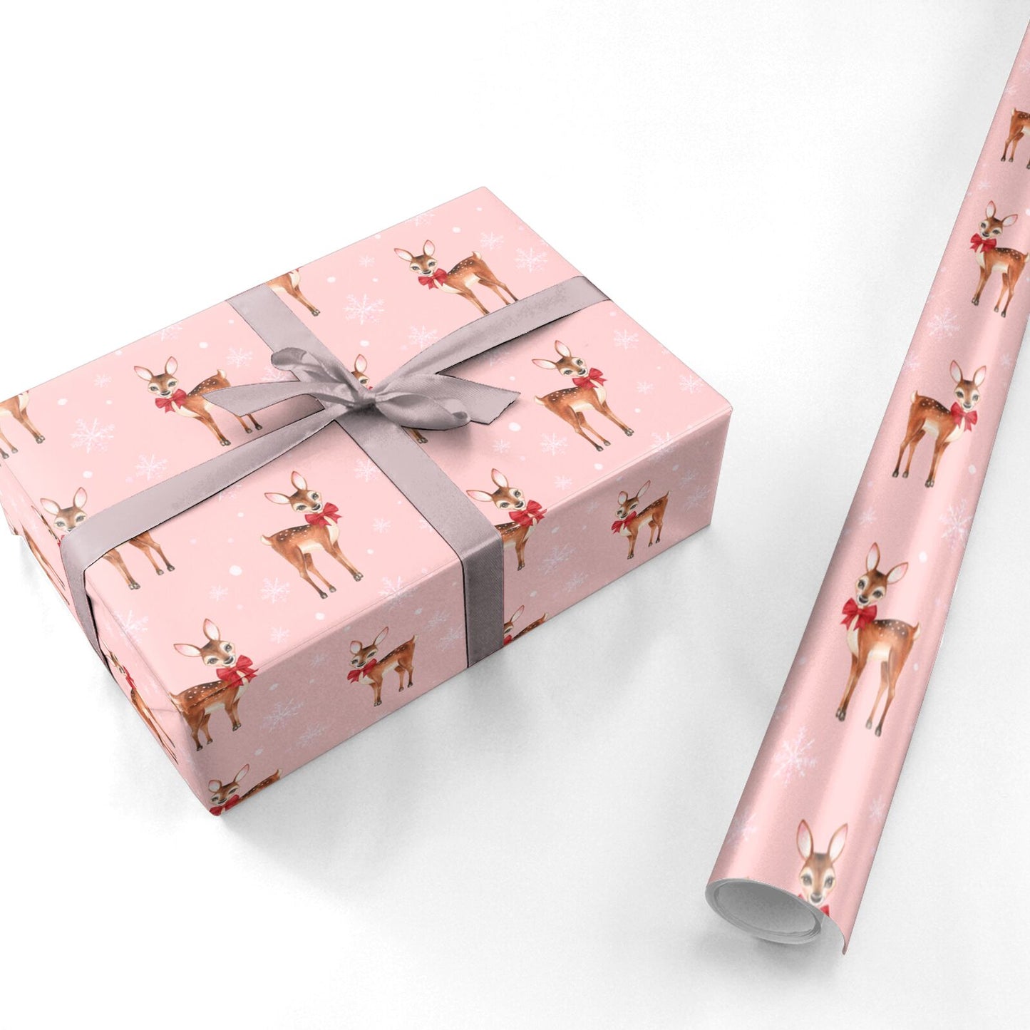 Pink Reindeer Personalised Wrapping Paper