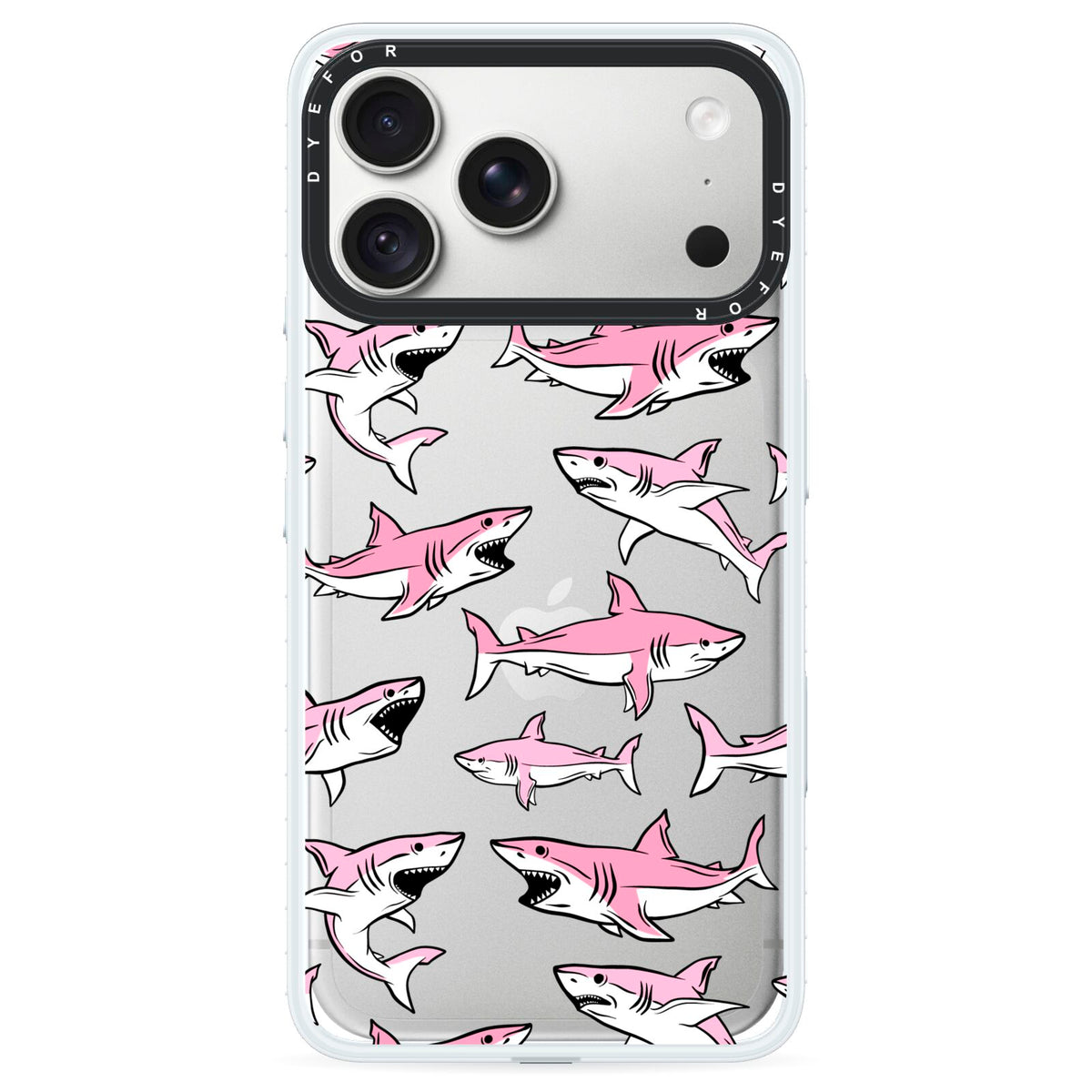 Pink Shark iPhone 18 Pro Black Impact Pre order Case on Silver phone