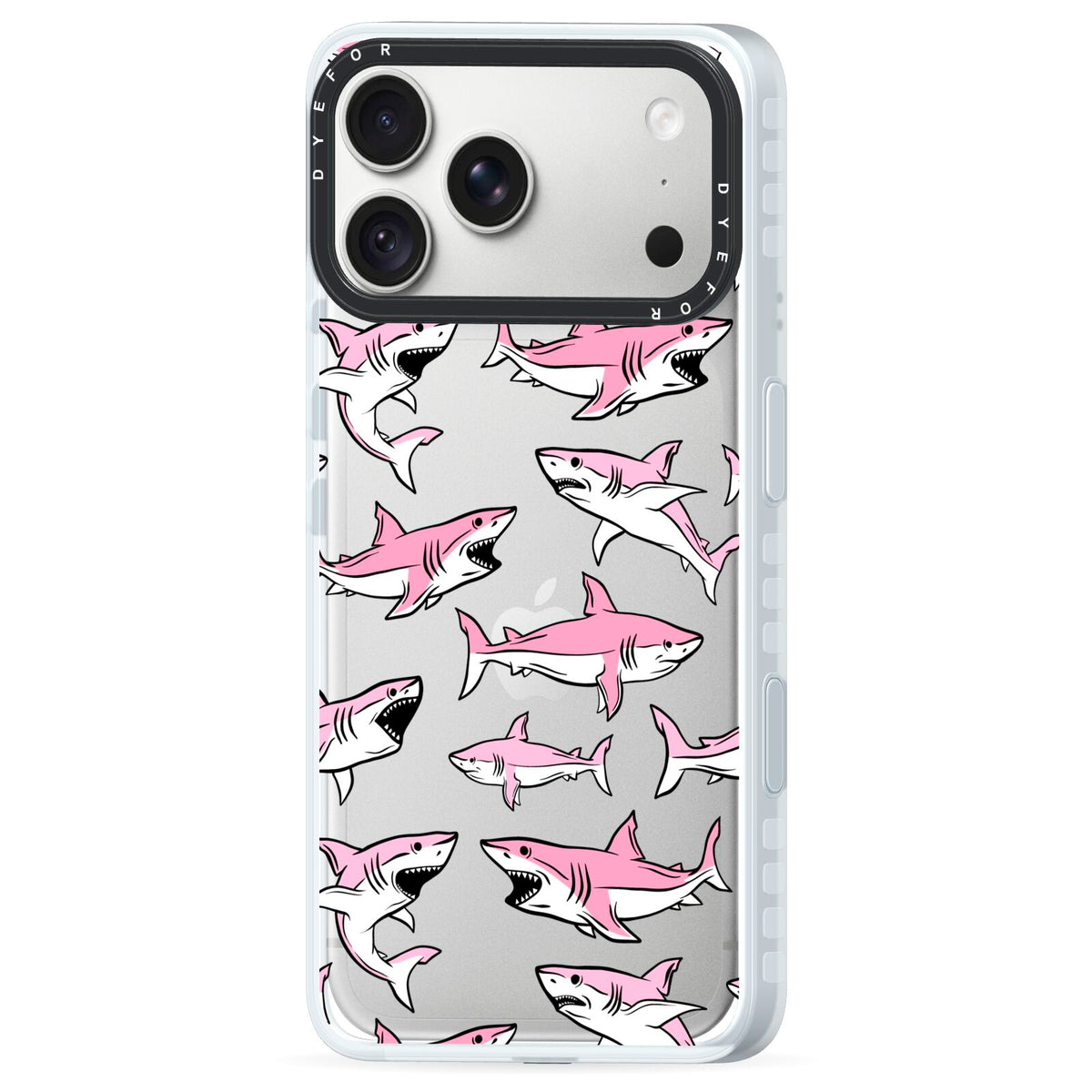 Pink Shark iPhone 18 Pro Max Black Impact Pre order Case Side Angle on Silver phone
