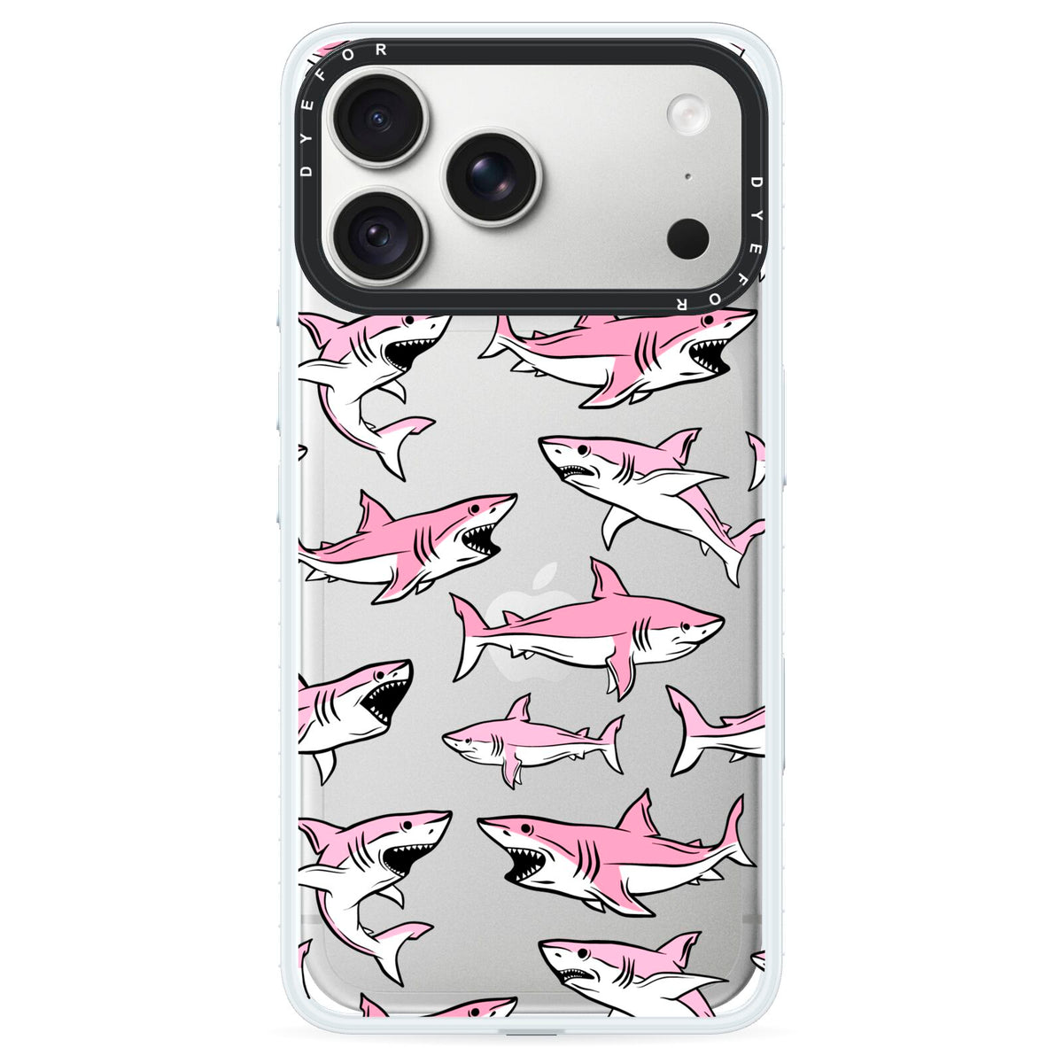 Pink Shark iPhone 18 Pro Max Black Impact Pre order Case on Silver phone
