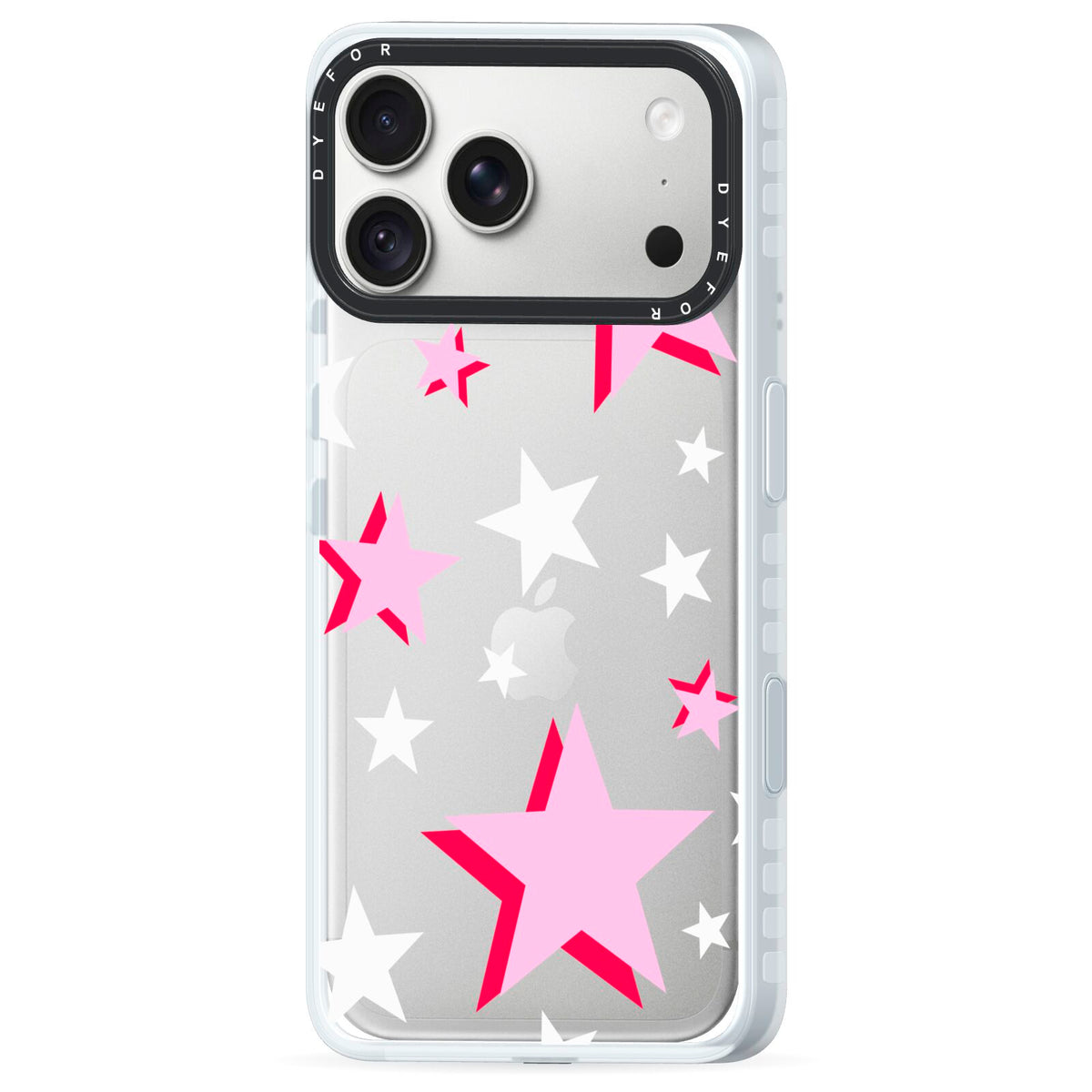 Pink Star iPhone 18 Pro Max Black Impact Pre order Case Side Angle on Silver phone