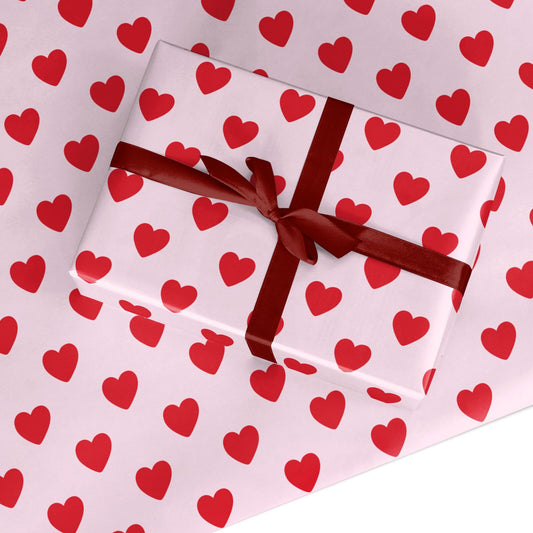 Pink and Red Heart Valentine Custom Wrapping Paper