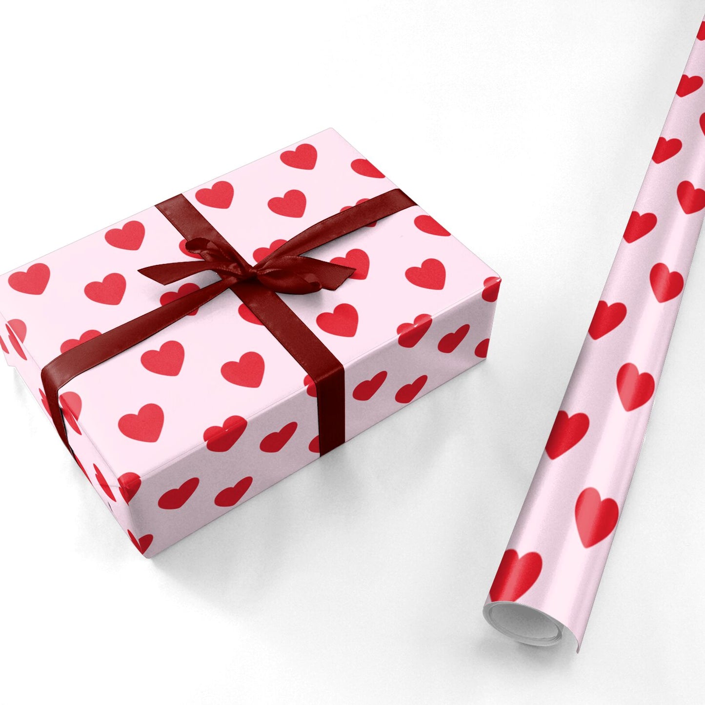 Pink and Red Heart Valentine Personalised Wrapping Paper