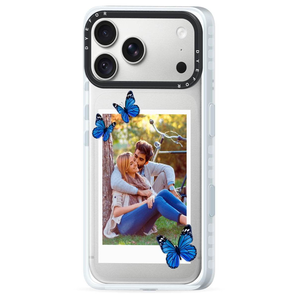 Polaroid Photo iPhone 18 Pro Black Impact Pre order Case Side Angle on Silver phone