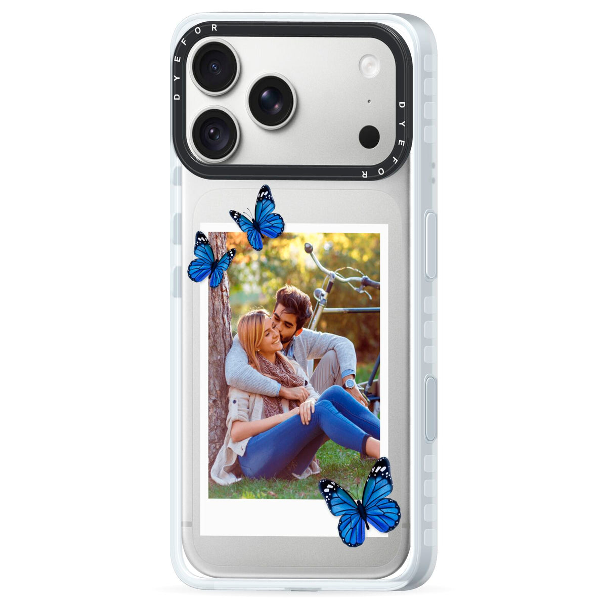 Polaroid Photo iPhone 18 Pro Max Black Impact Pre order Case Side Angle on Silver phone