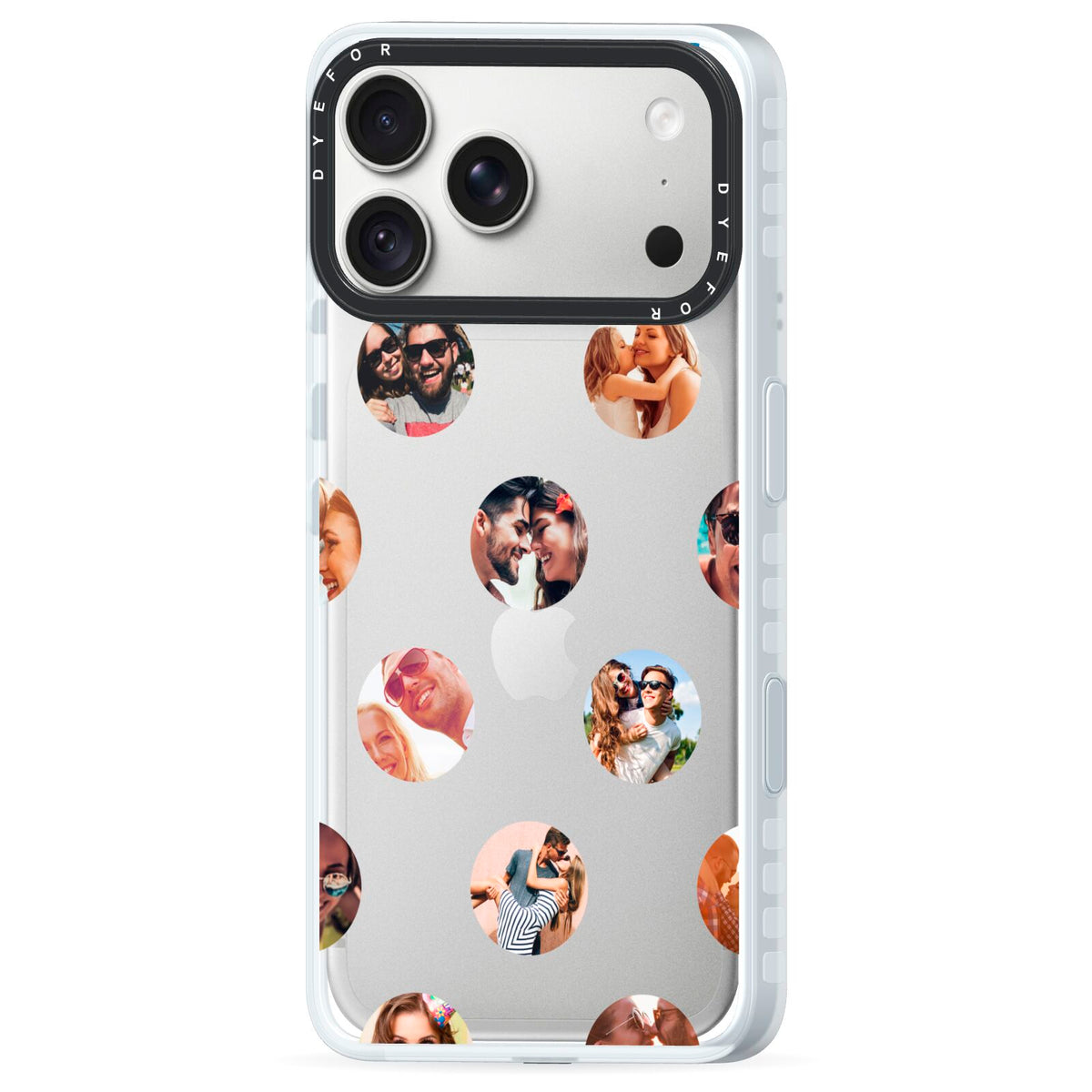 Polka Dot Photo Montage Upload iPhone 18 Pro Max Black Impact Pre order Case Side Angle on Silver phone