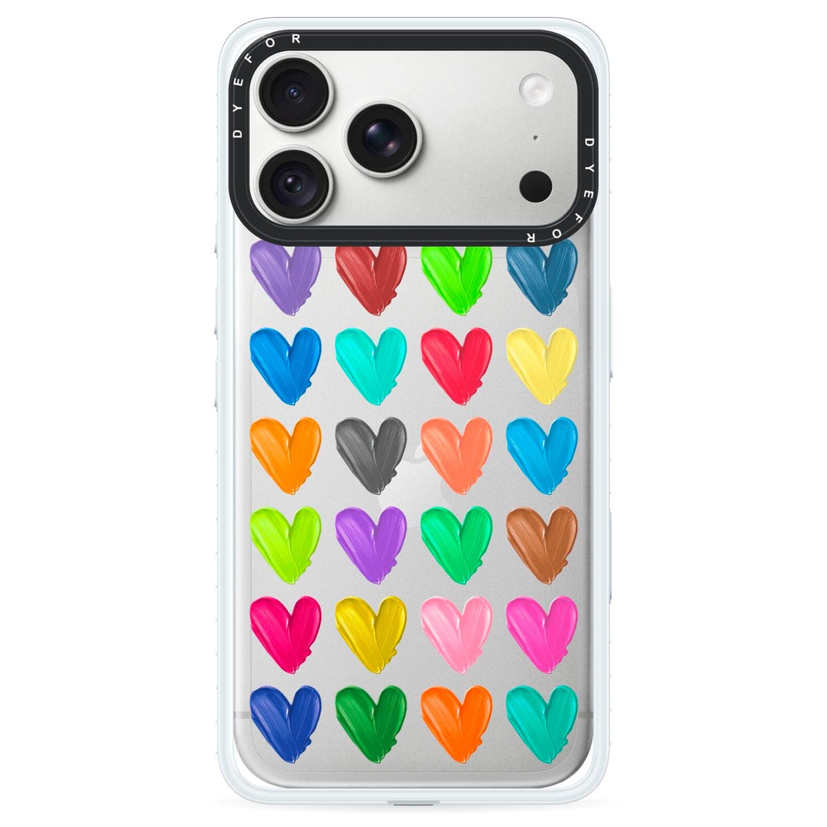 Polka Heart iPhone 18 Pro Black Impact Pre order Case on Silver phone