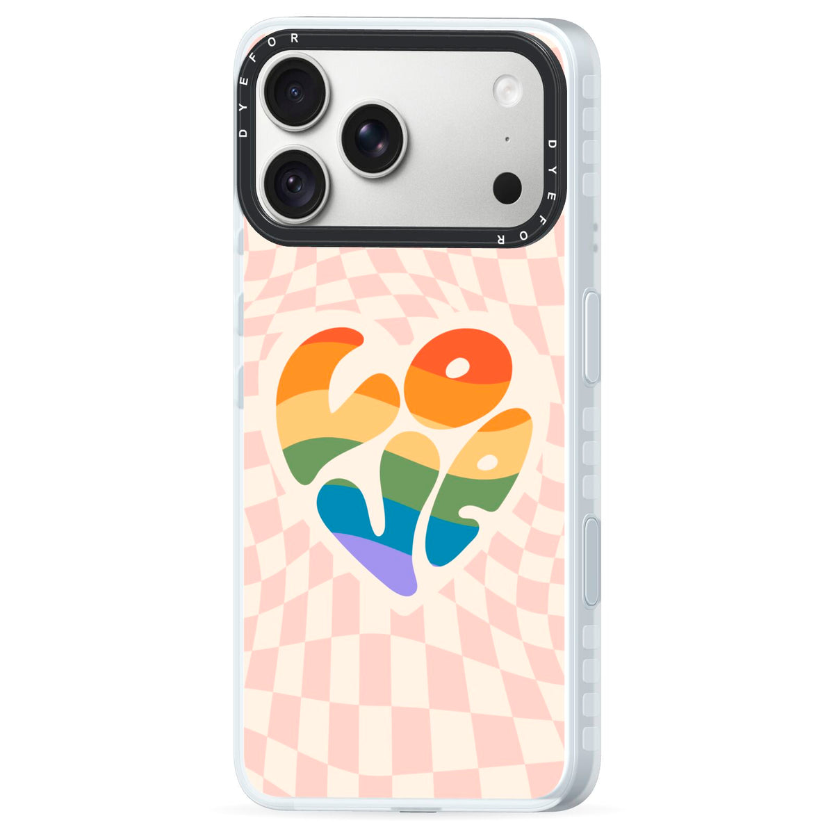 Pride iPhone 18 Pro Max Black Impact Pre order Case Side Angle on Silver phone