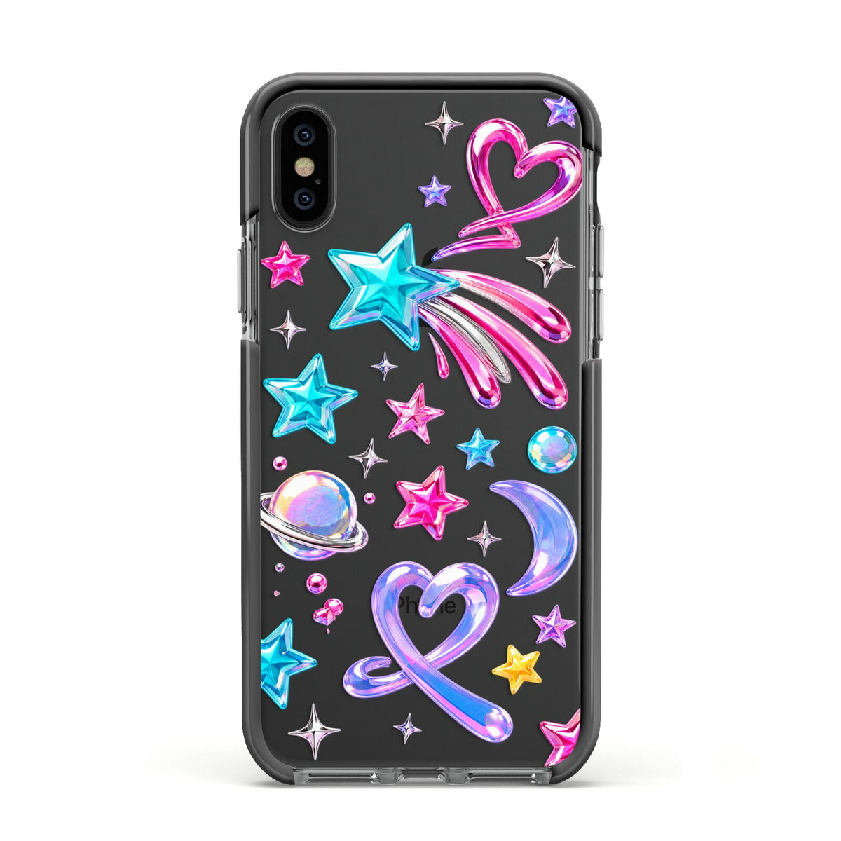 Prism Pop Apple iPhone Xs Impact Case Black Edge on Black Phone