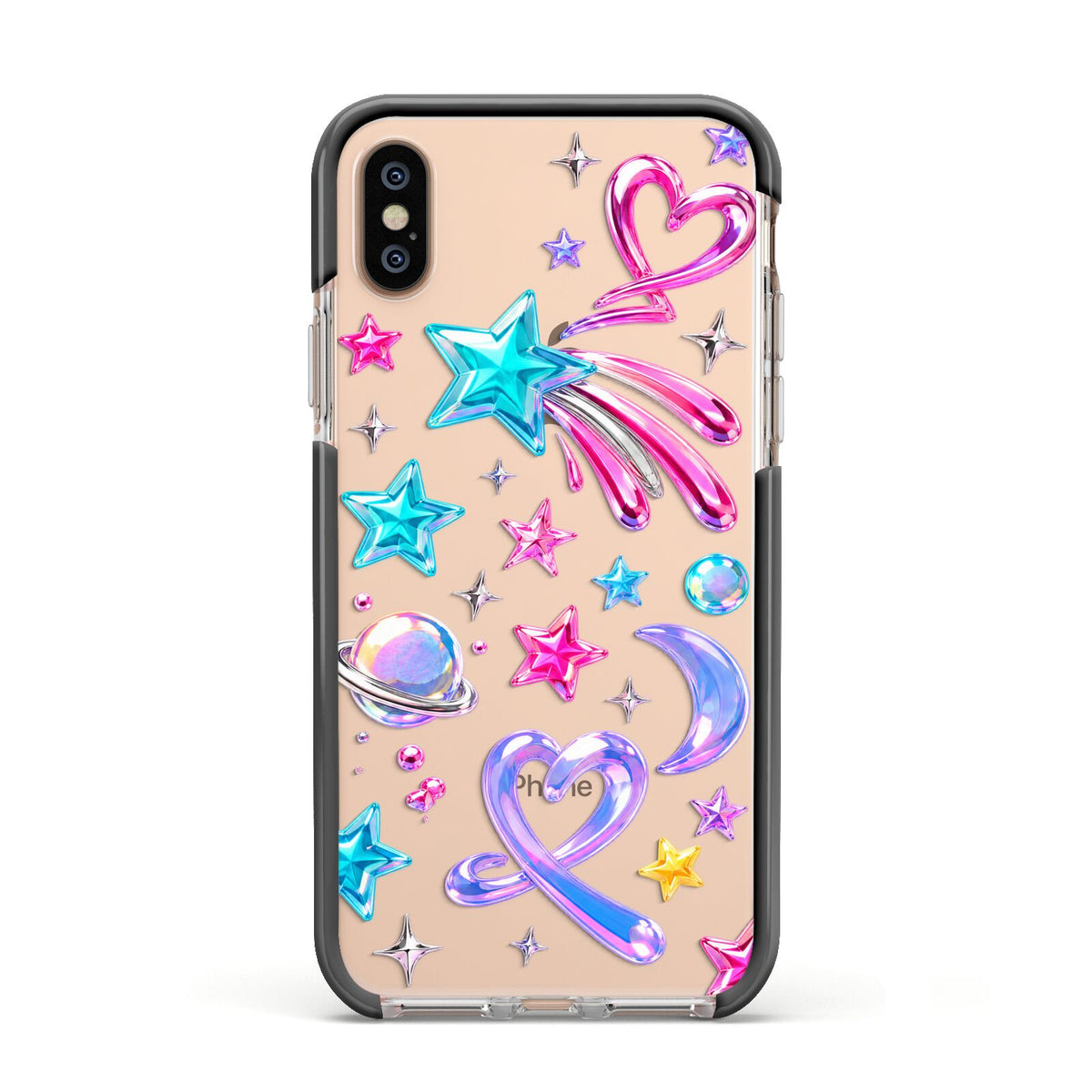 Prism Pop Apple iPhone Xs Impact Case Black Edge on Gold Phone