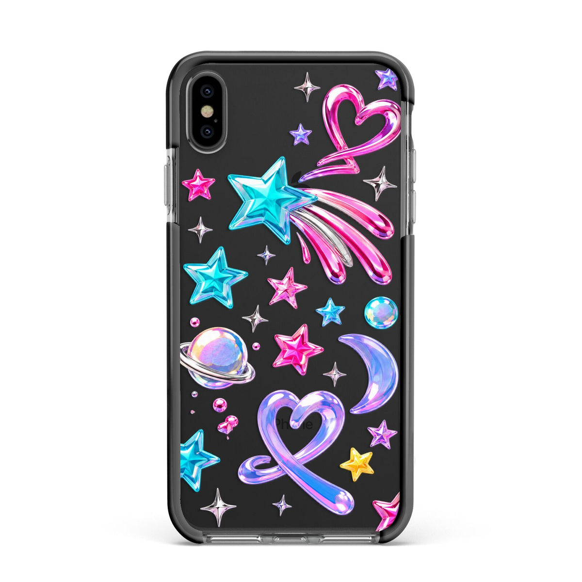 Prism Pop Apple iPhone Xs Max Impact Case Black Edge on Black Phone