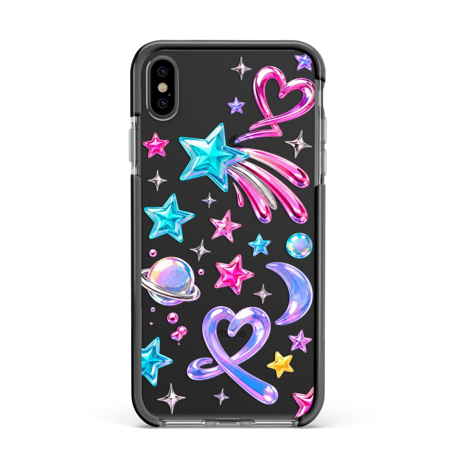 Prism Pop Apple iPhone Xs Max Impact Case Black Edge on Black Phone