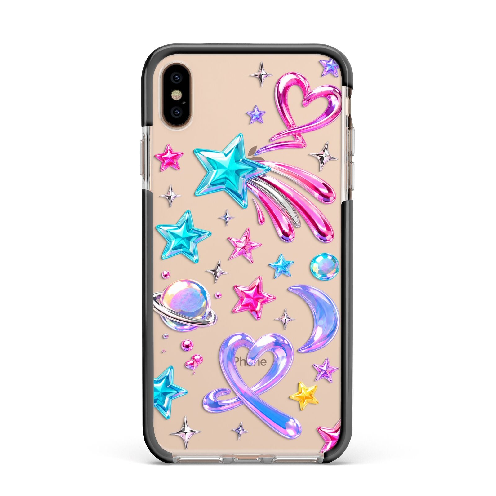 Prism Pop Apple iPhone Xs Max Impact Case Black Edge on Gold Phone