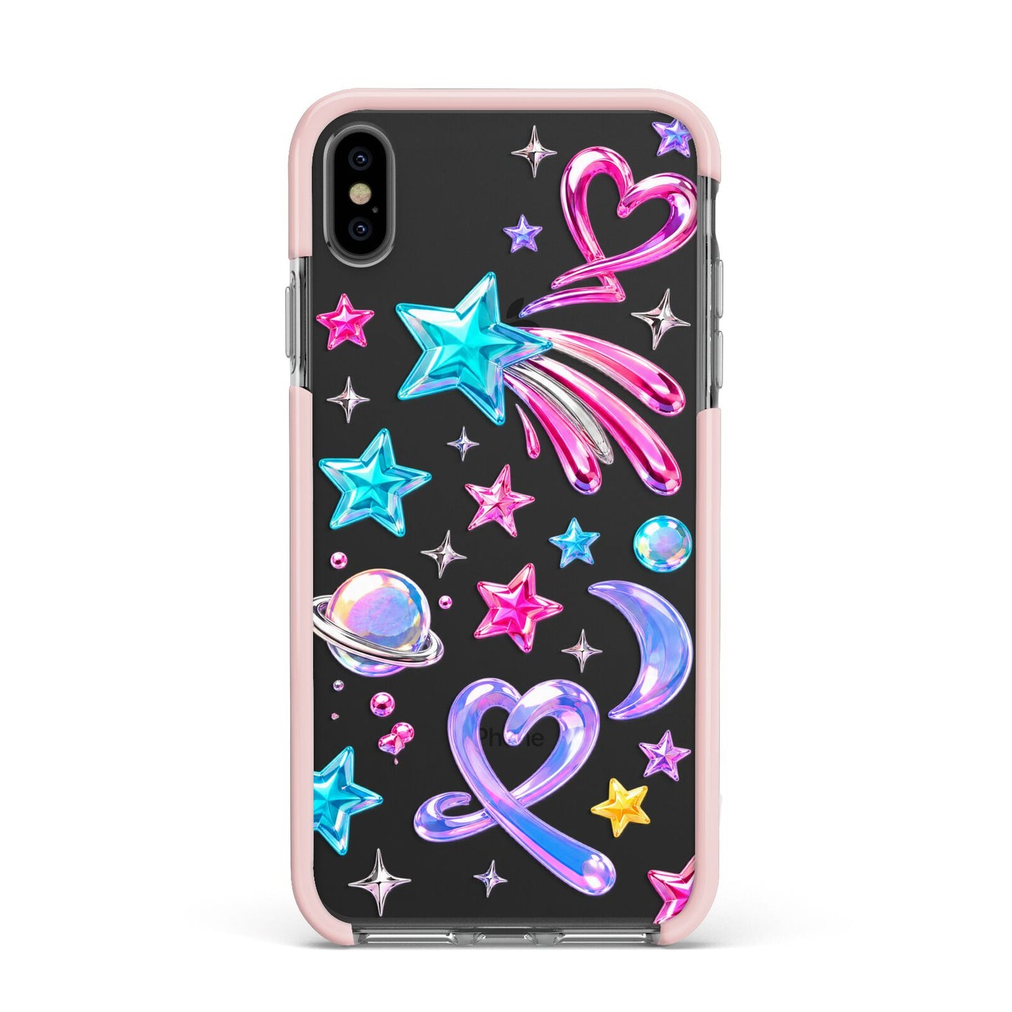Prism Pop Apple iPhone Xs Max Impact Case Pink Edge on Black Phone