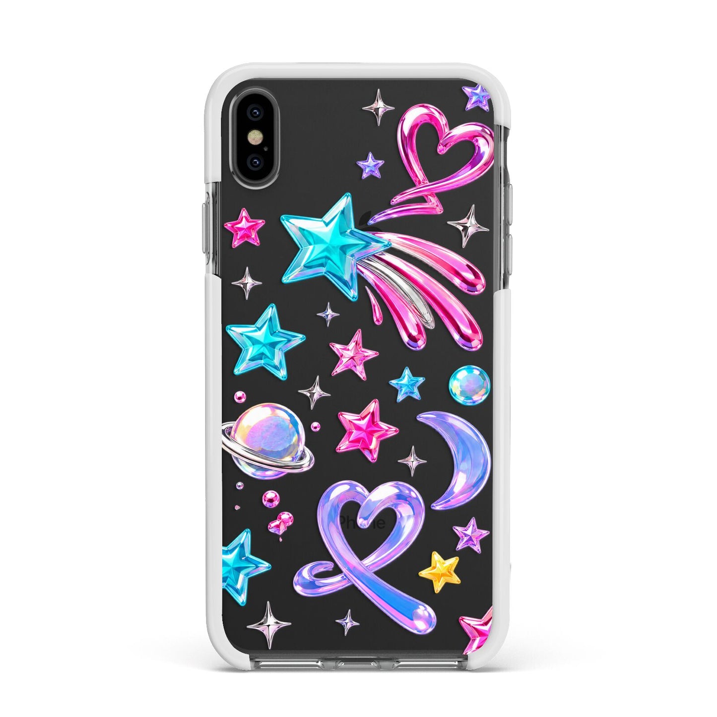 Prism Pop Apple iPhone Xs Max Impact Case White Edge on Black Phone