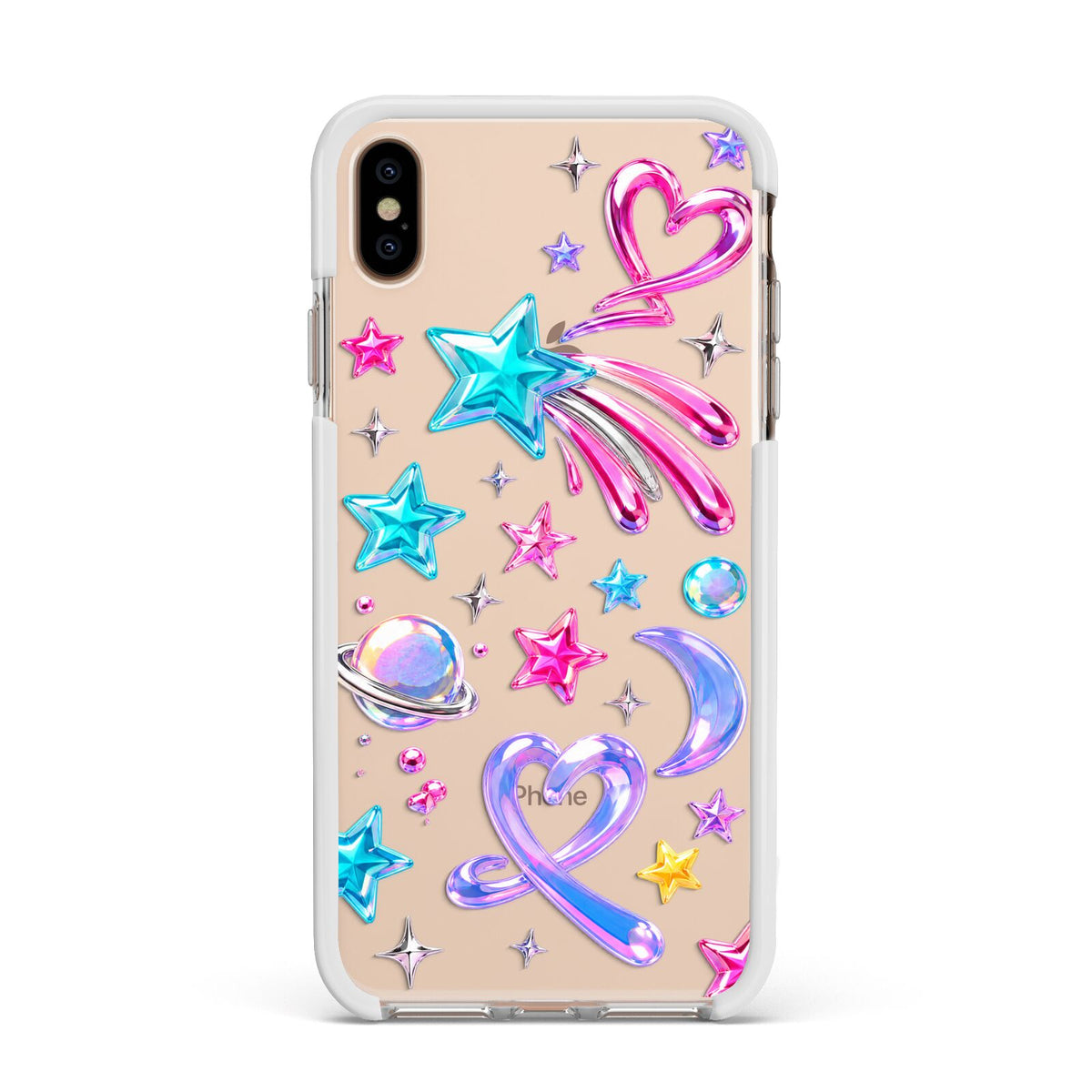 Prism Pop Apple iPhone Xs Max Impact Case White Edge on Gold Phone