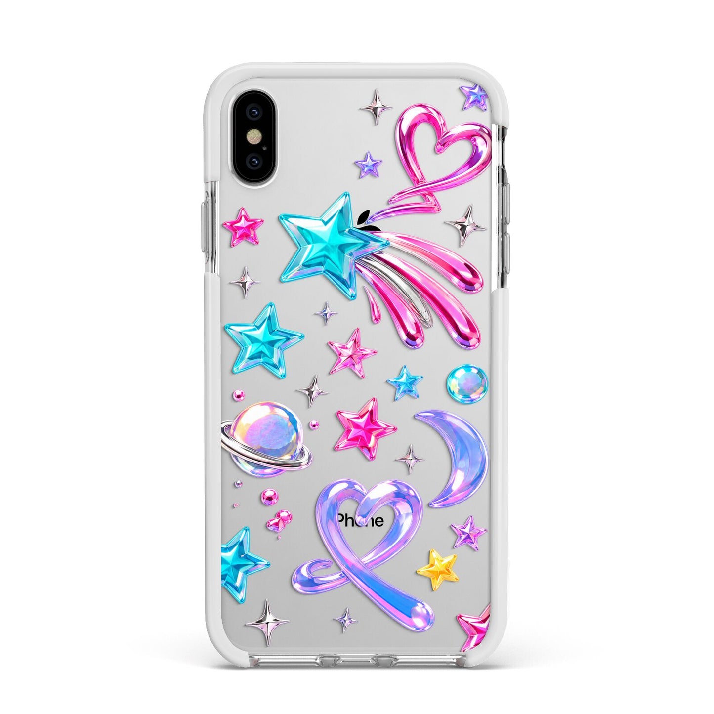 Prism Pop Apple iPhone Xs Max Impact Case White Edge on Silver Phone