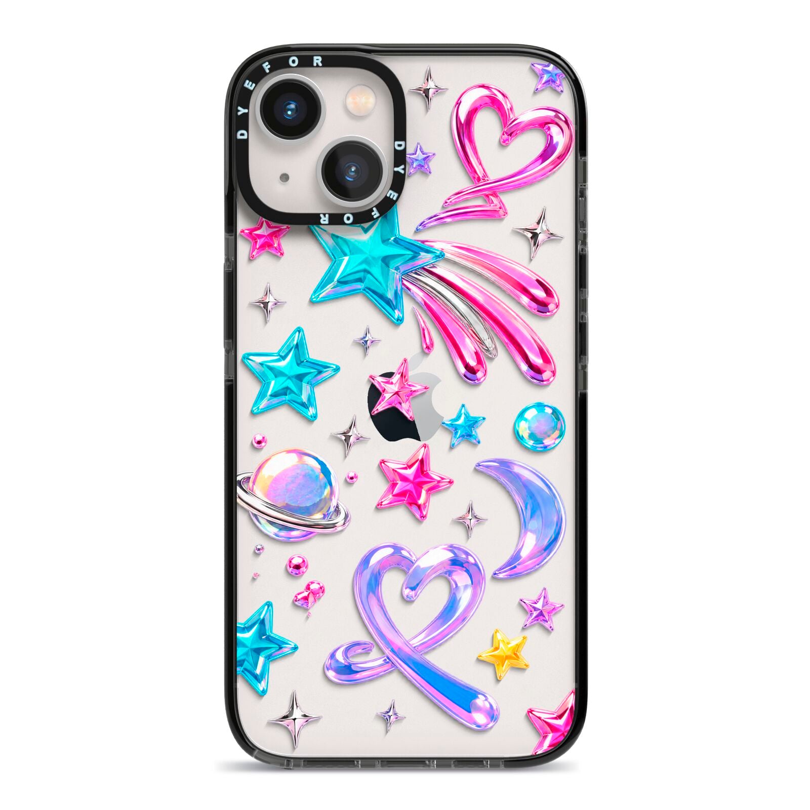 Prism Pop iPhone 13 Black Impact Case on Silver phone