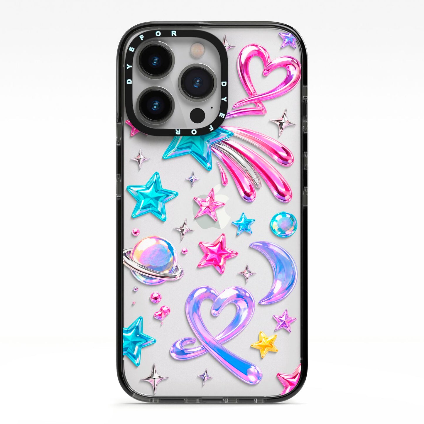 Prism Pop iPhone 13 Pro Black Impact Case on Silver phone