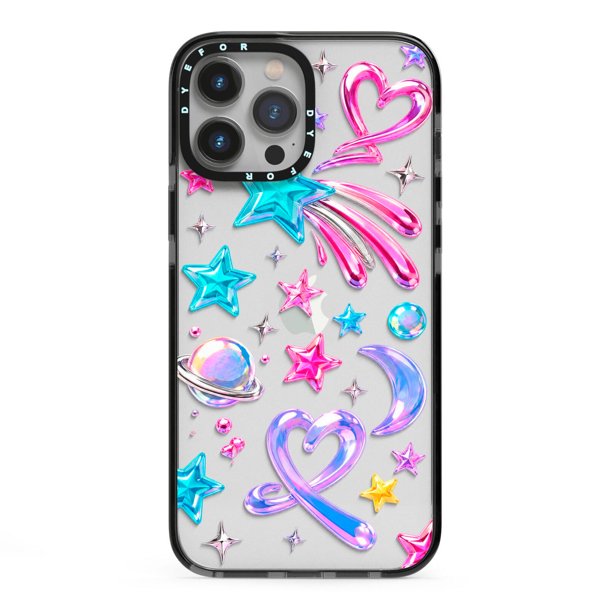 Prism Pop iPhone 13 Pro Max Black Impact Case on Silver phone