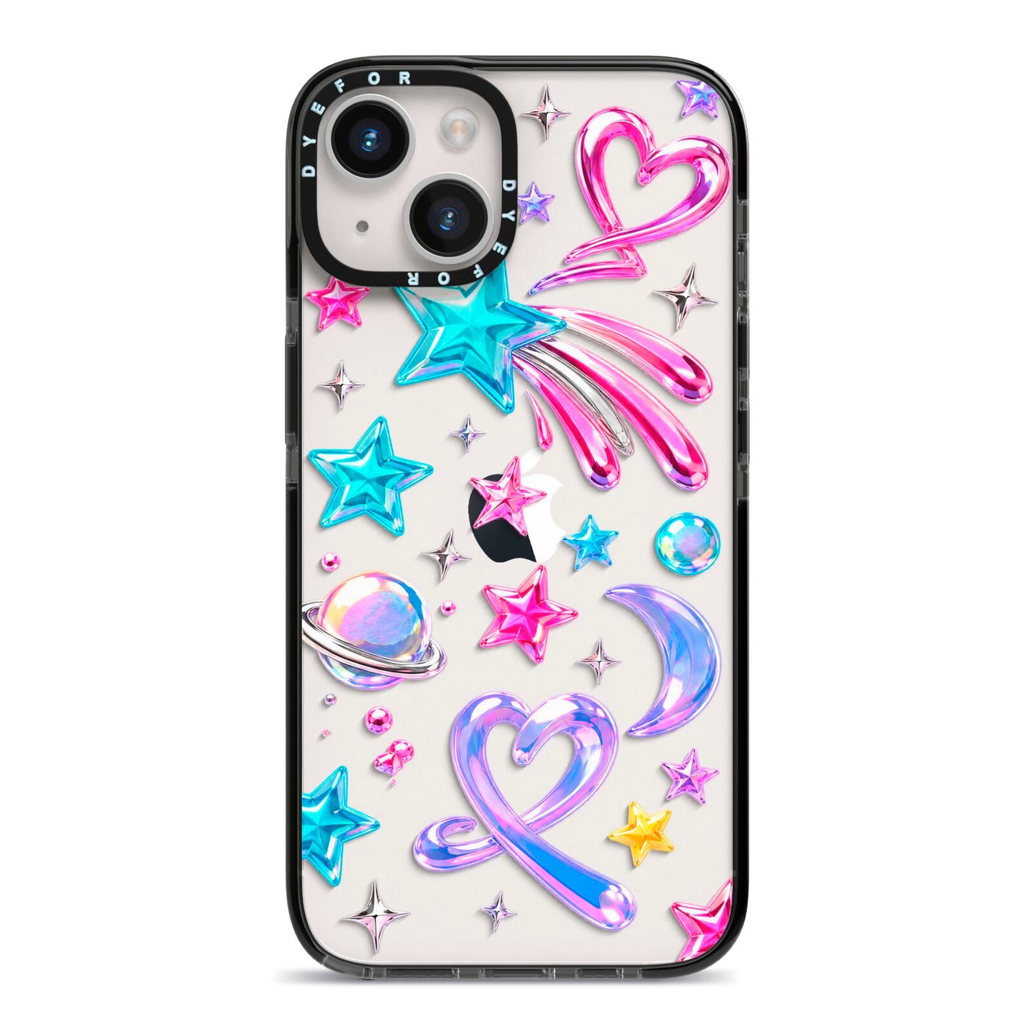 Prism Pop iPhone 14 Black Impact Case on Silver phone