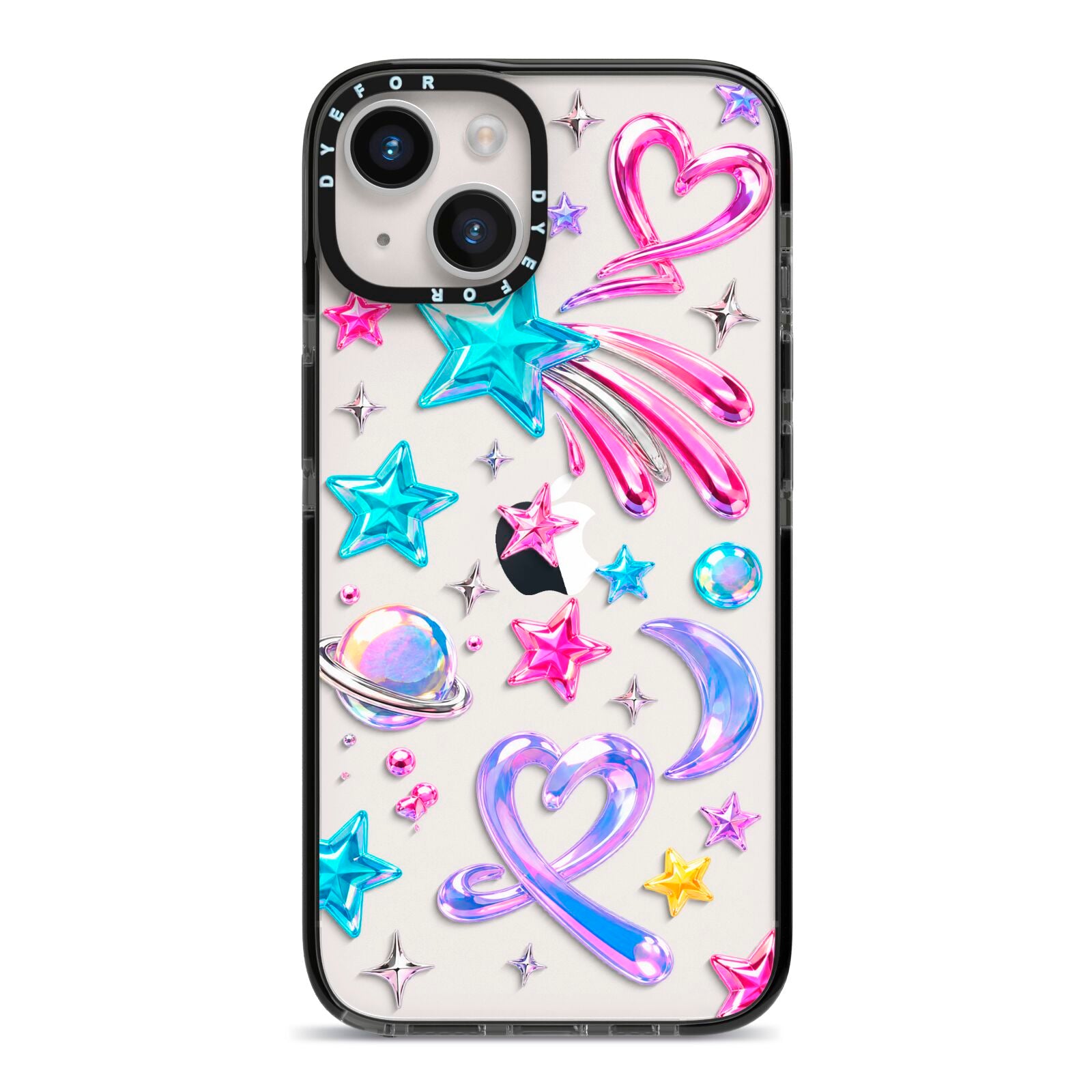 Prism Pop iPhone 14 Black Impact Case on Silver phone