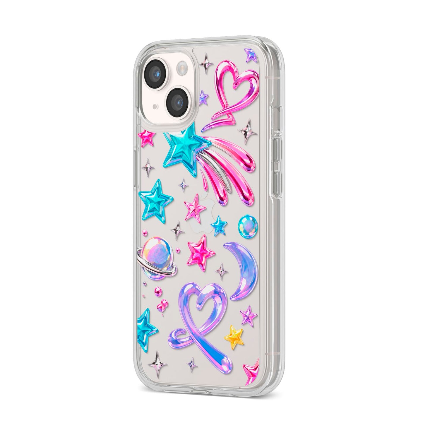 Prism Pop iPhone 14 Clear Tough Case Starlight Angled Image
