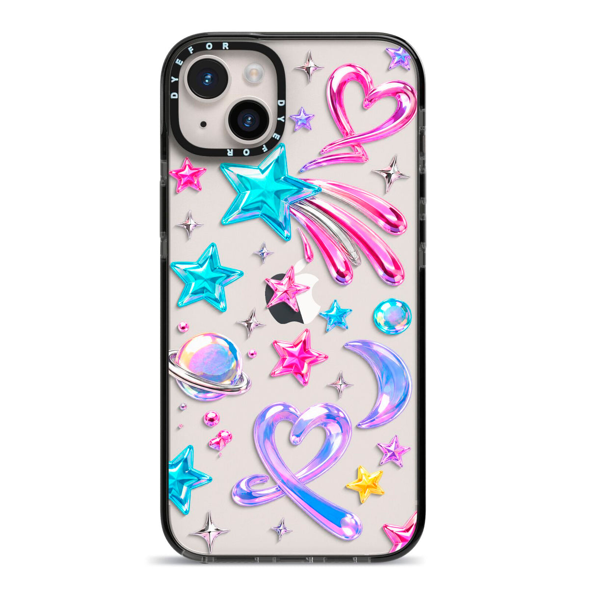 Prism Pop iPhone 14 Plus Black Impact Case on Silver phone