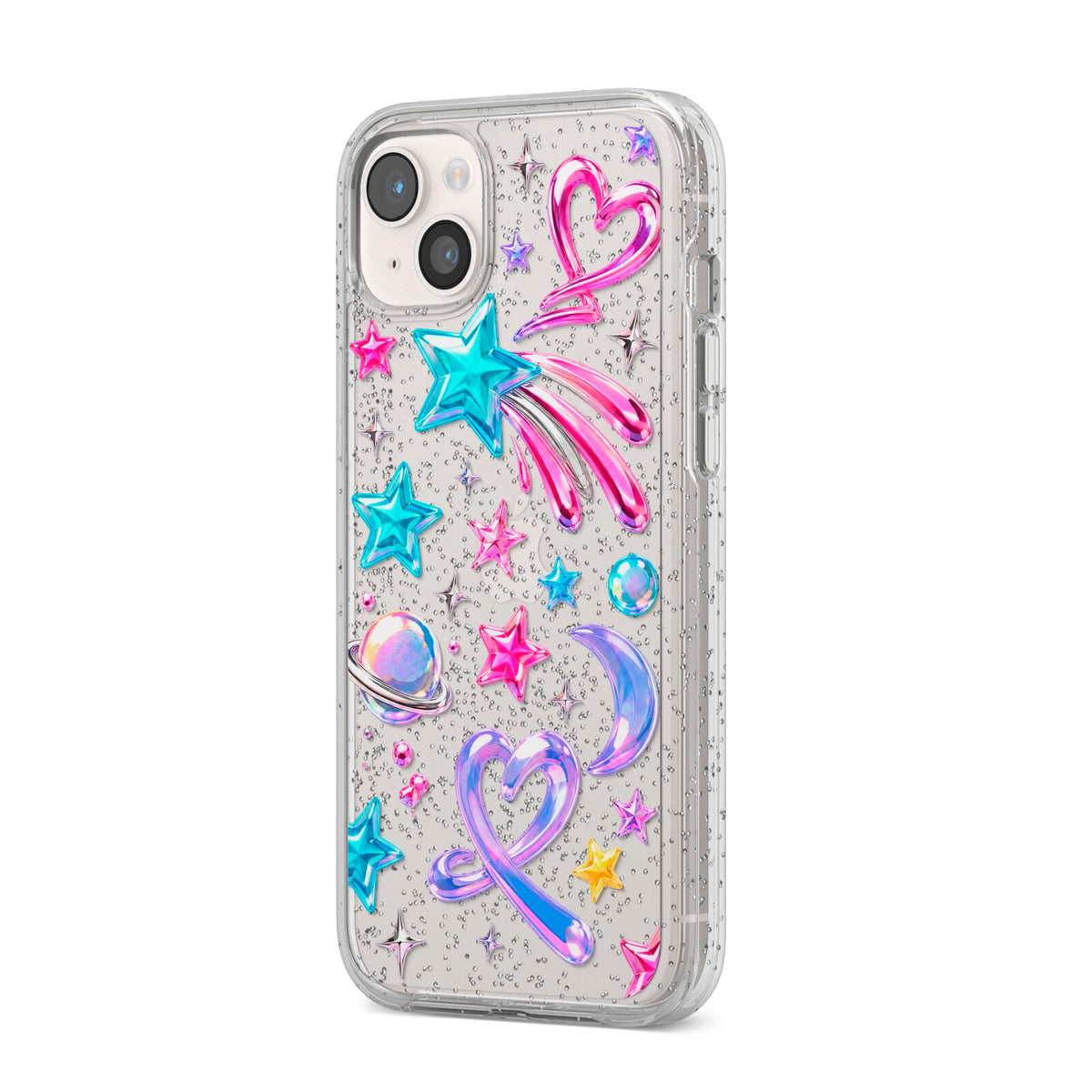 Prism Pop iPhone 14 Plus Glitter Tough Case Starlight Angled Image