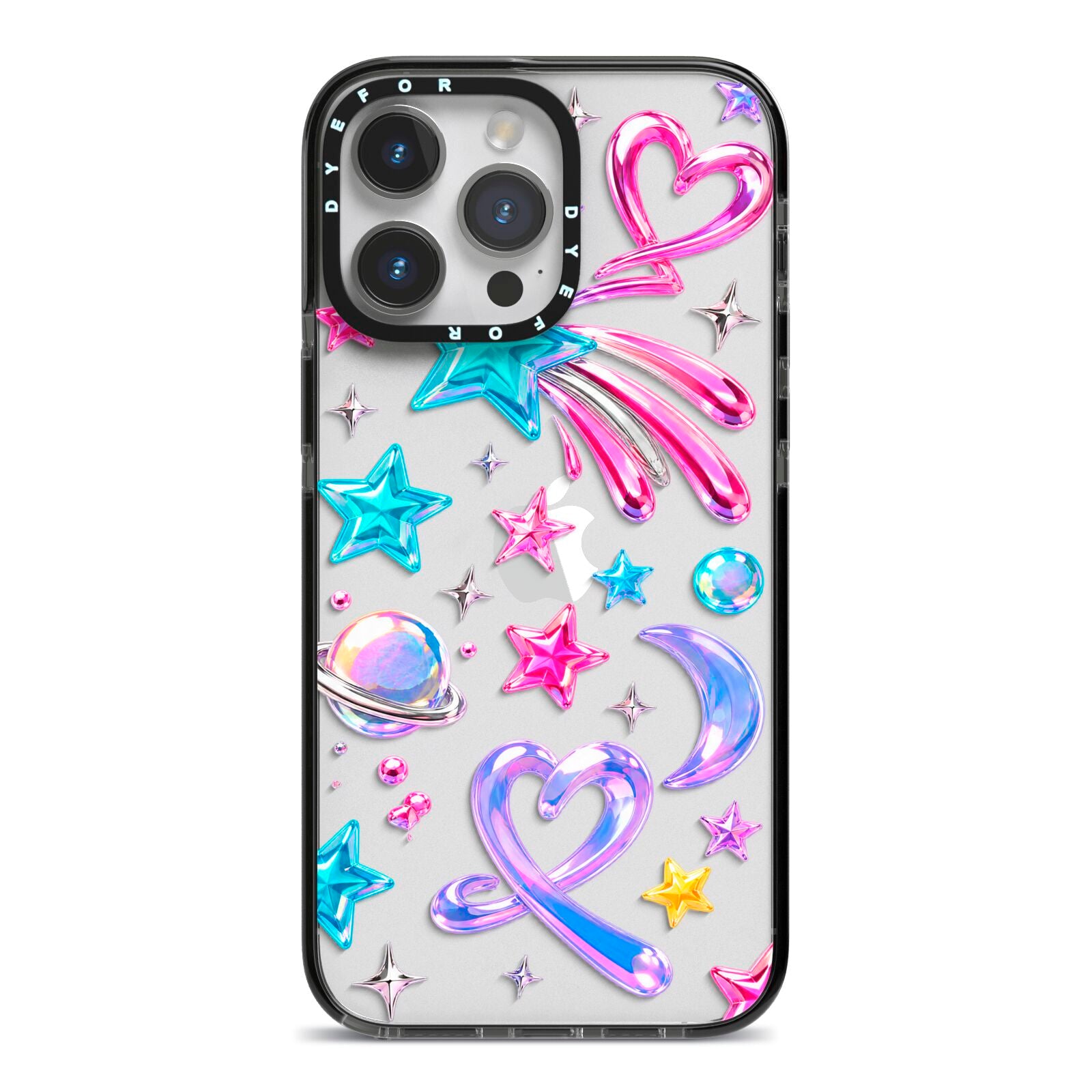 Prism Pop iPhone 14 Pro Max Black Impact Case on Silver phone