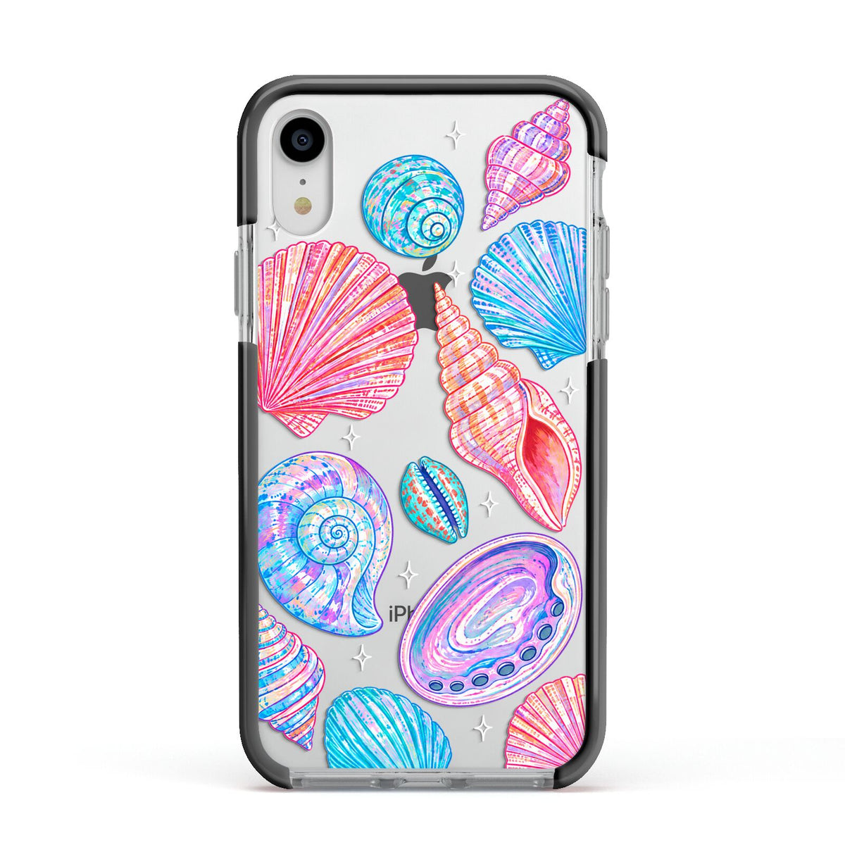 Prismatic Tide Apple iPhone XR Impact Case Black Edge on Silver Phone