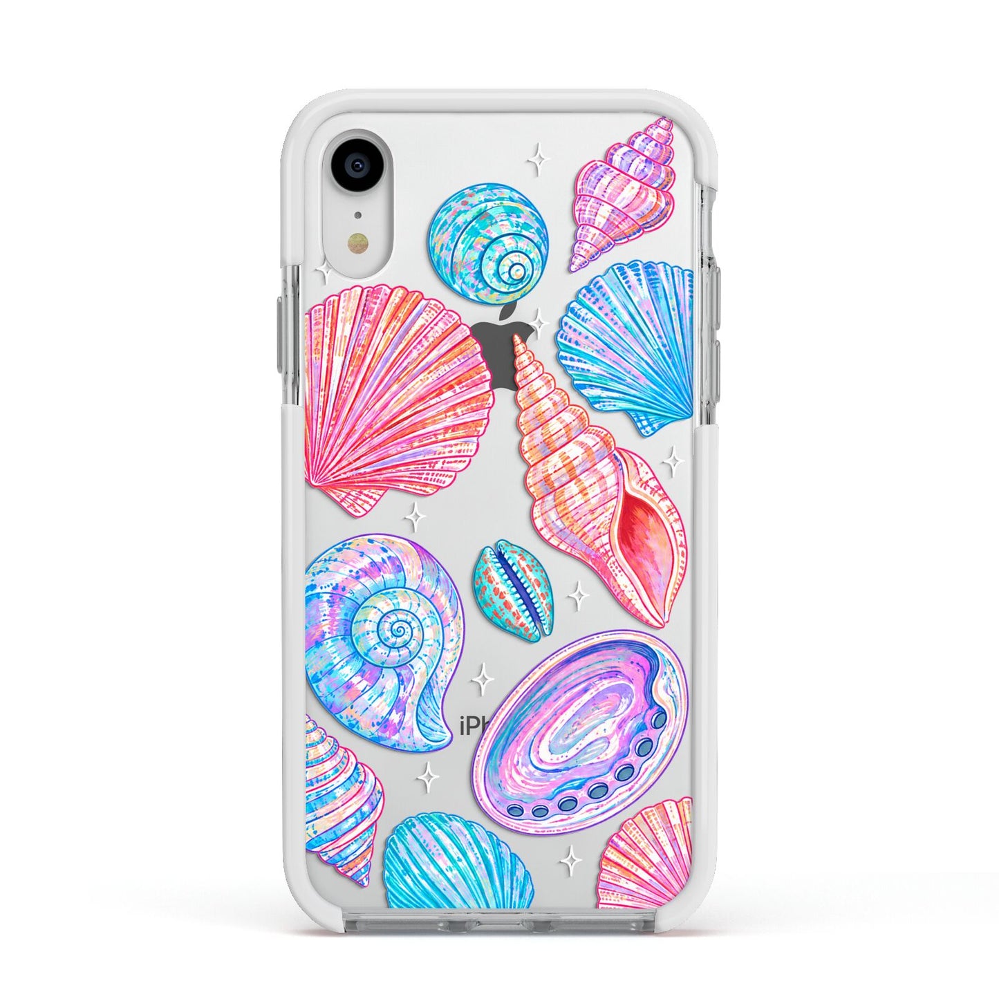 Prismatic Tide Apple iPhone XR Impact Case White Edge on Silver Phone