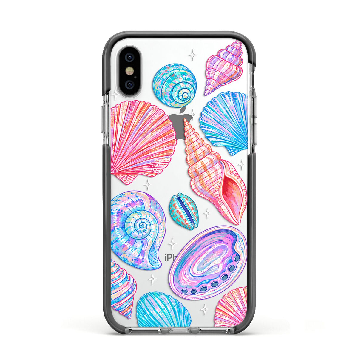Prismatic Tide Apple iPhone Xs Impact Case Black Edge on Silver Phone