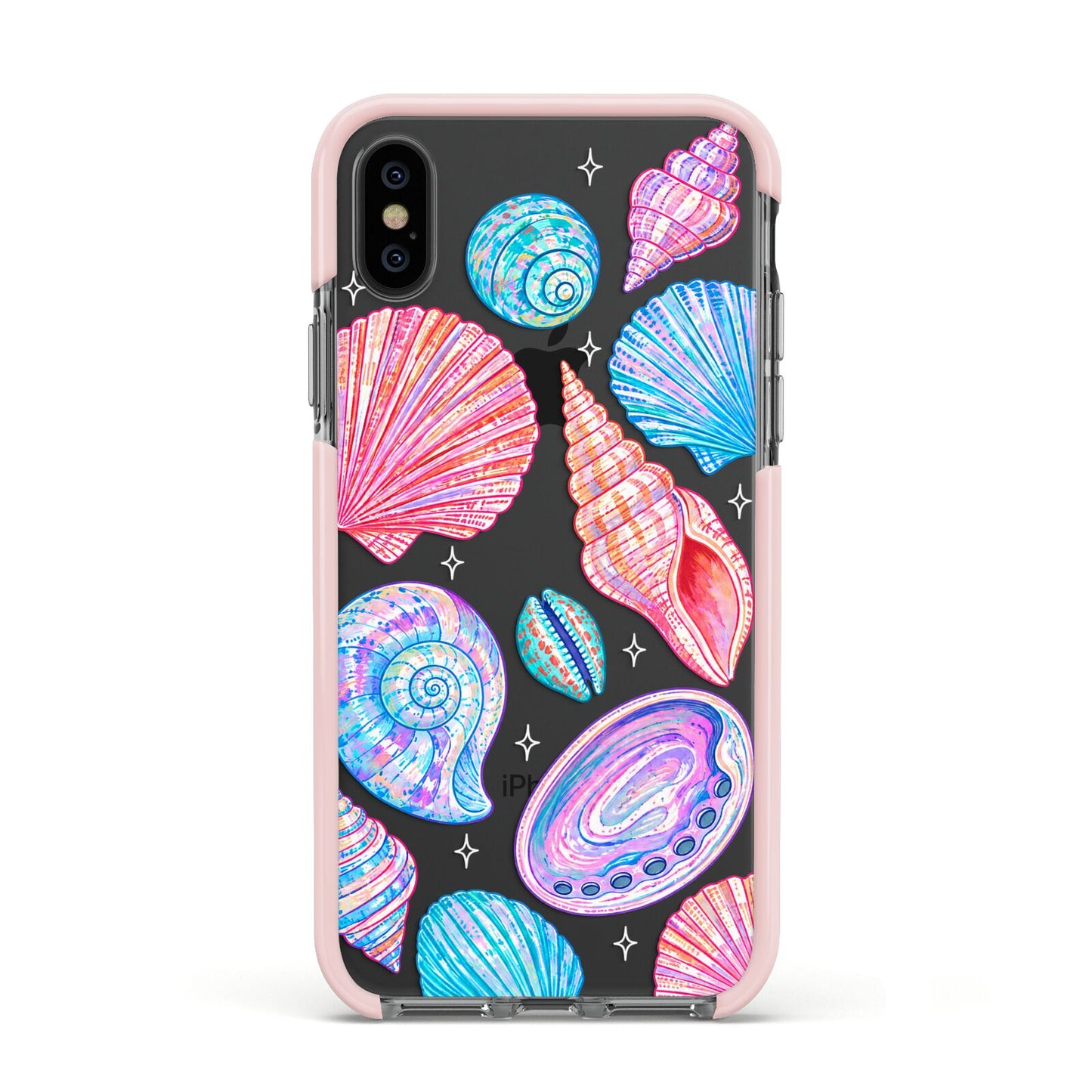 Prismatic Tide Apple iPhone Xs Impact Case Pink Edge on Black Phone