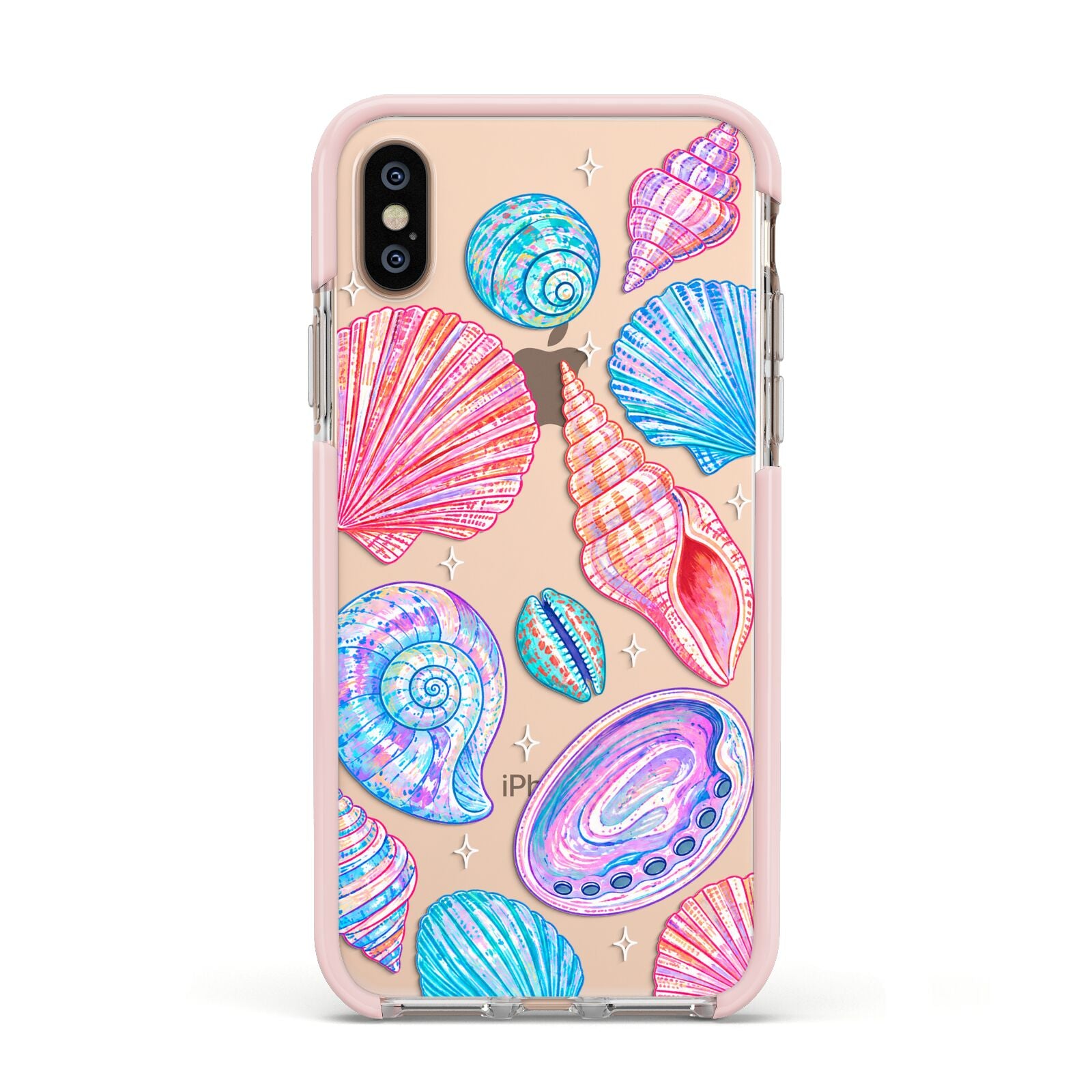 Prismatic Tide Apple iPhone Xs Impact Case Pink Edge on Gold Phone