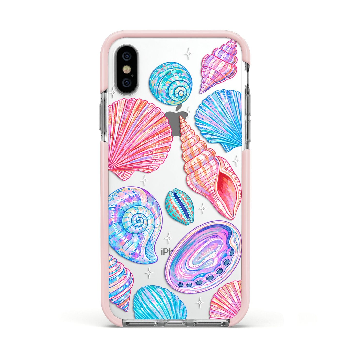 Prismatic Tide Apple iPhone Xs Impact Case Pink Edge on Silver Phone