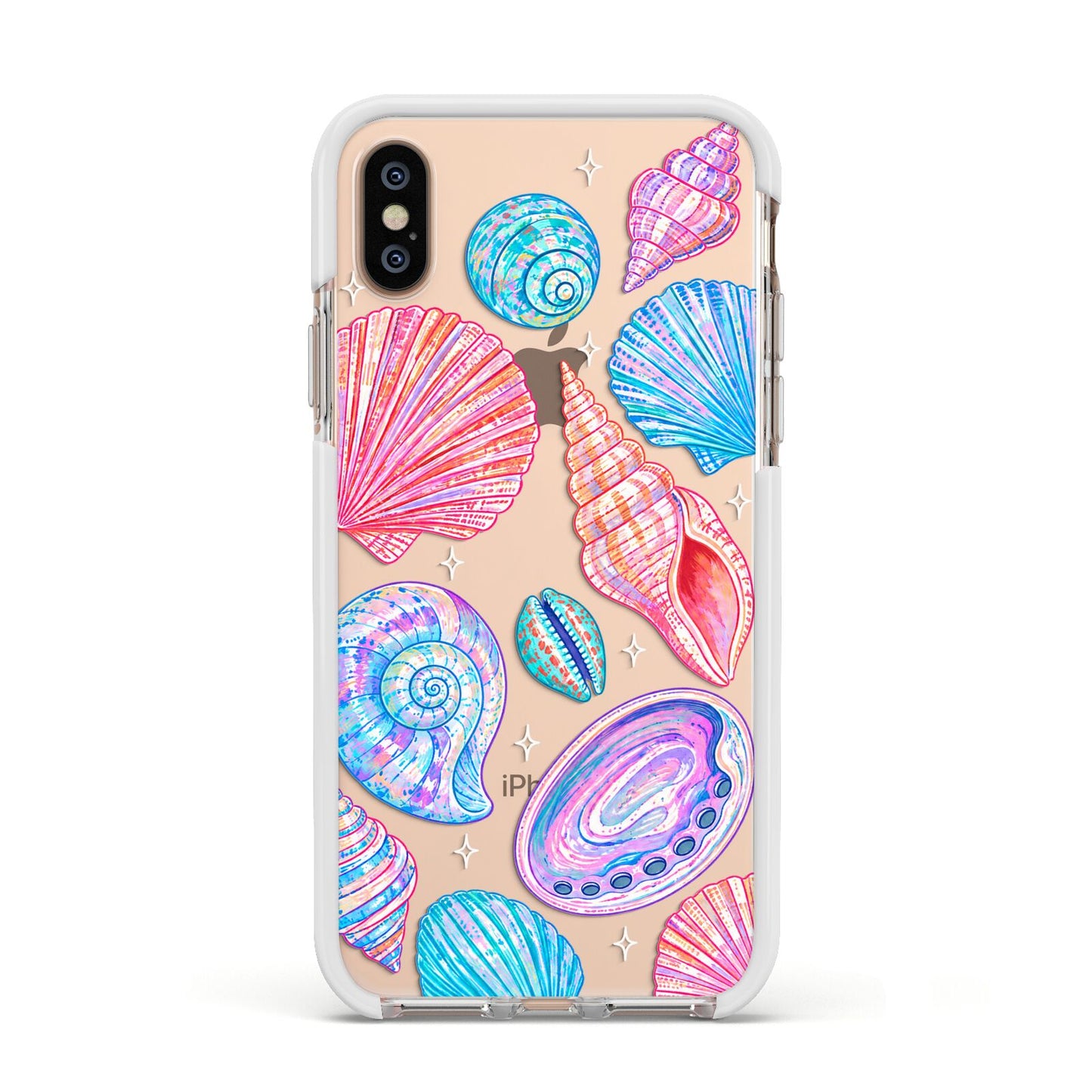 Prismatic Tide Apple iPhone Xs Impact Case White Edge on Gold Phone