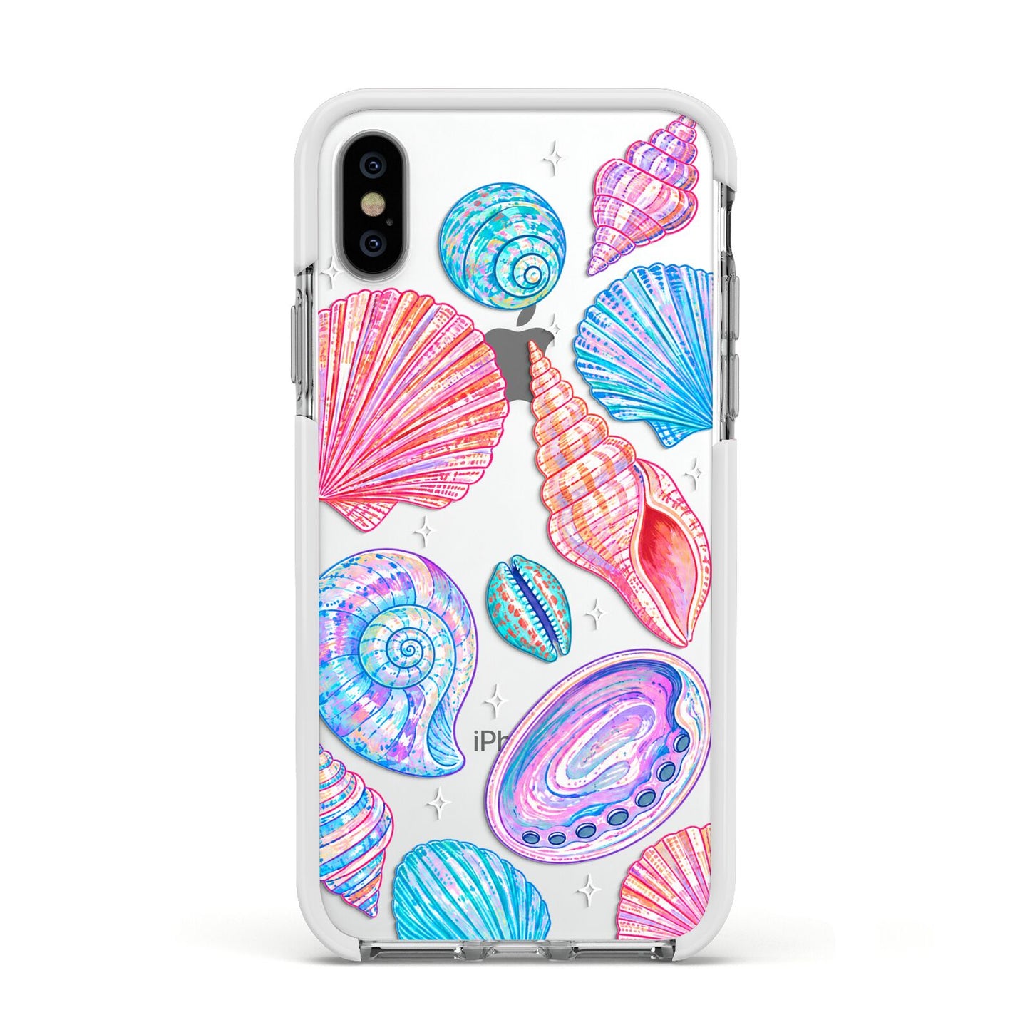 Prismatic Tide Apple iPhone Xs Impact Case White Edge on Silver Phone