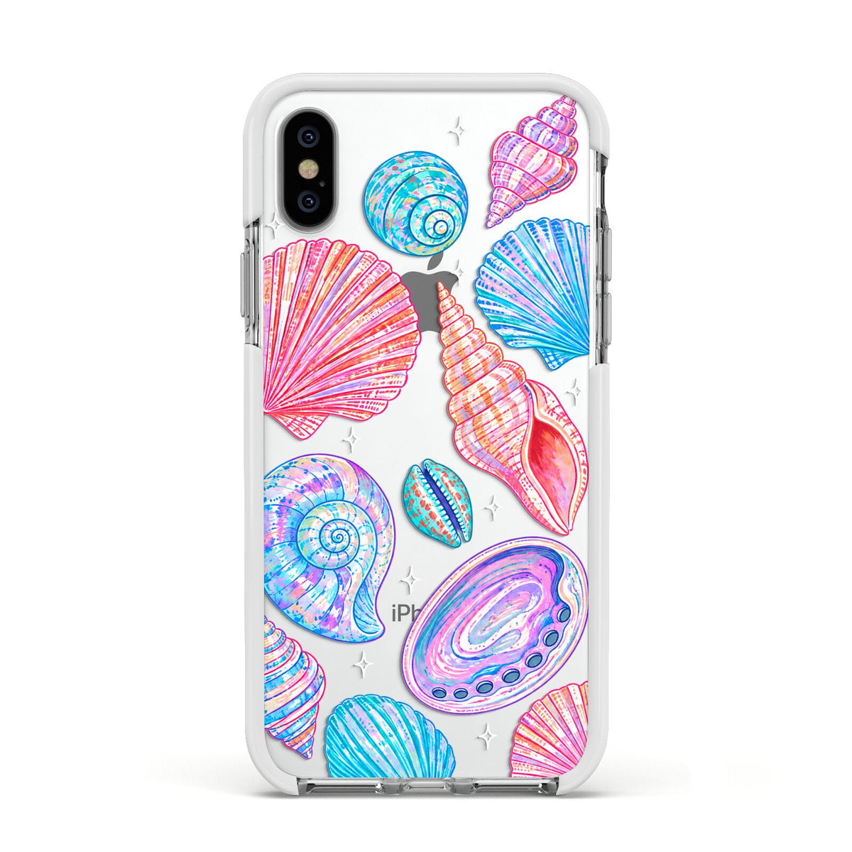 Prismatic Tide Apple iPhone Xs Impact Case White Edge on Silver Phone