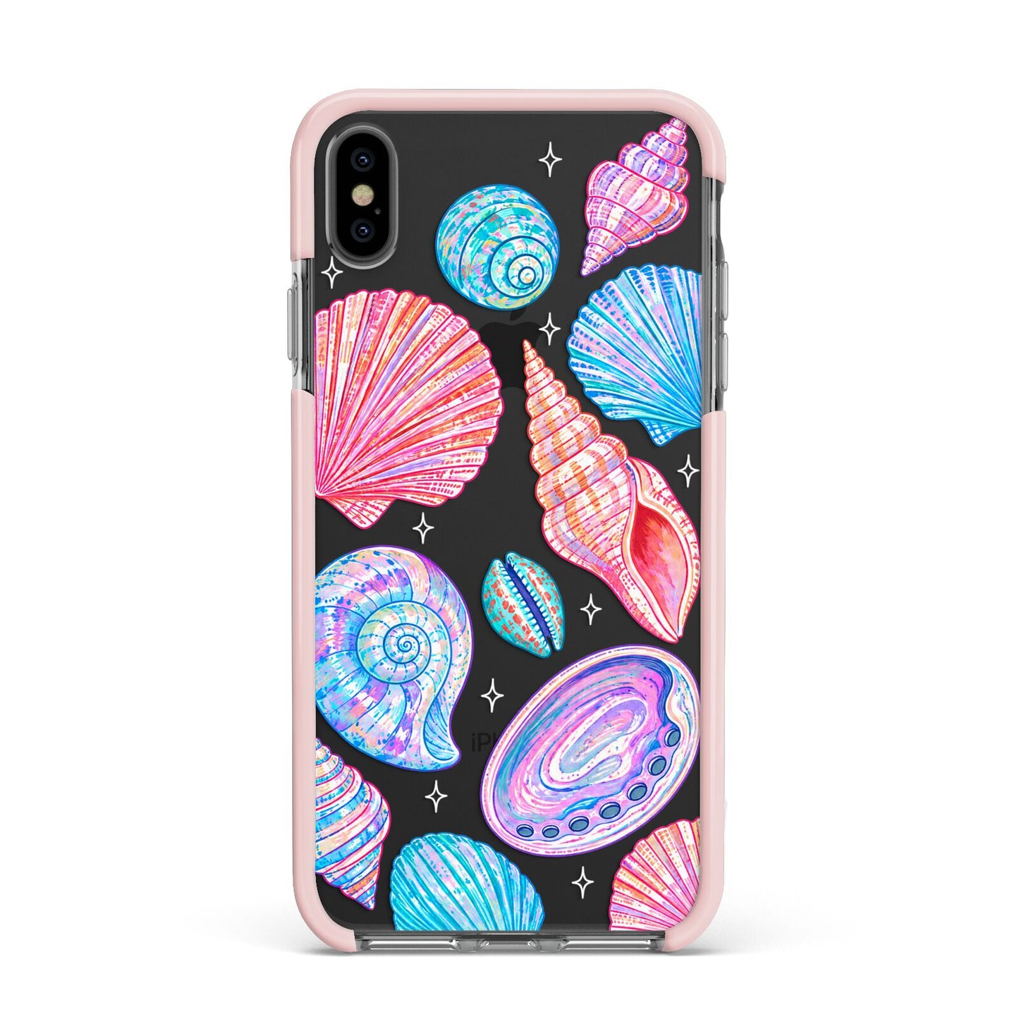 Prismatic Tide Apple iPhone Xs Max Impact Case Pink Edge on Black Phone