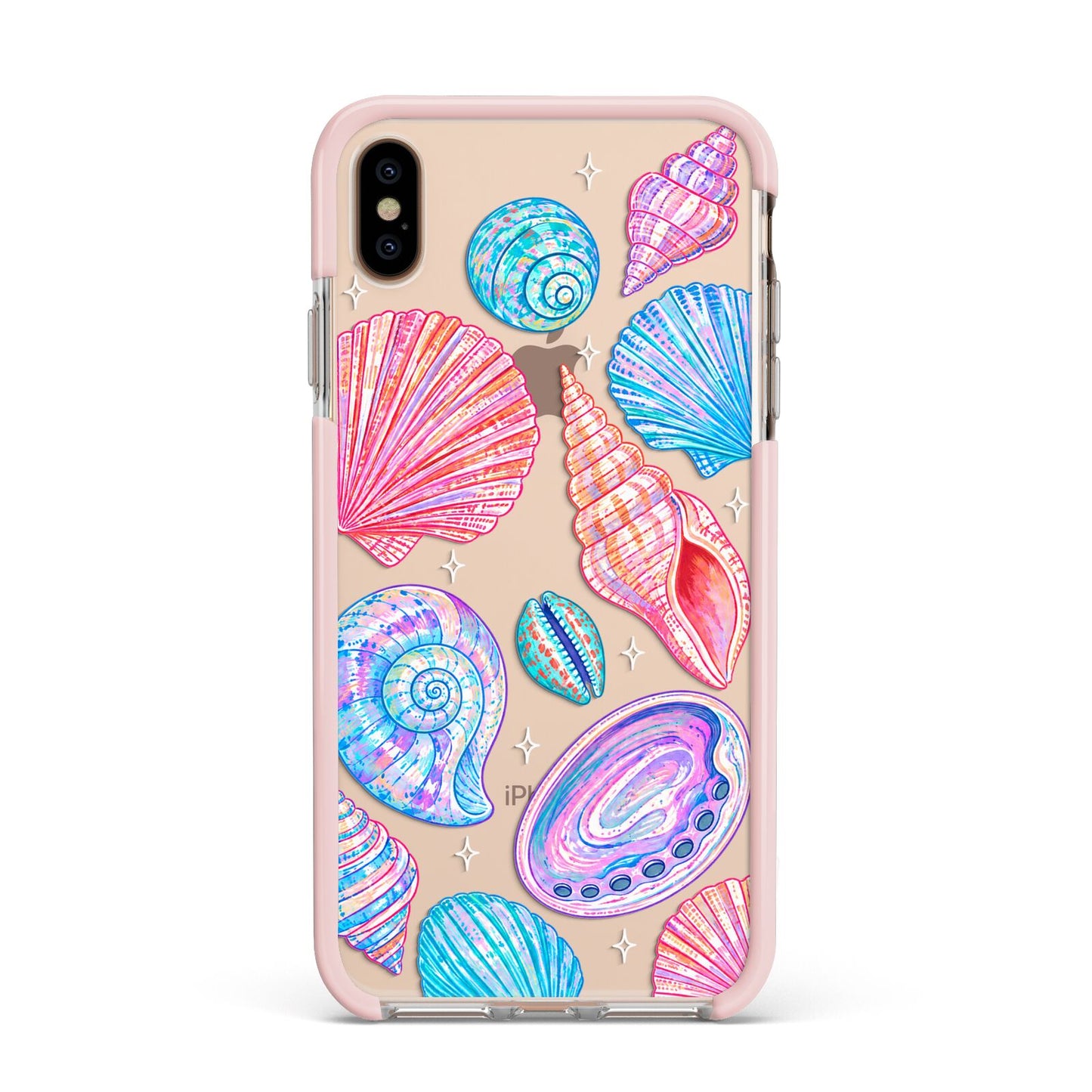 Prismatic Tide Apple iPhone Xs Max Impact Case Pink Edge on Gold Phone