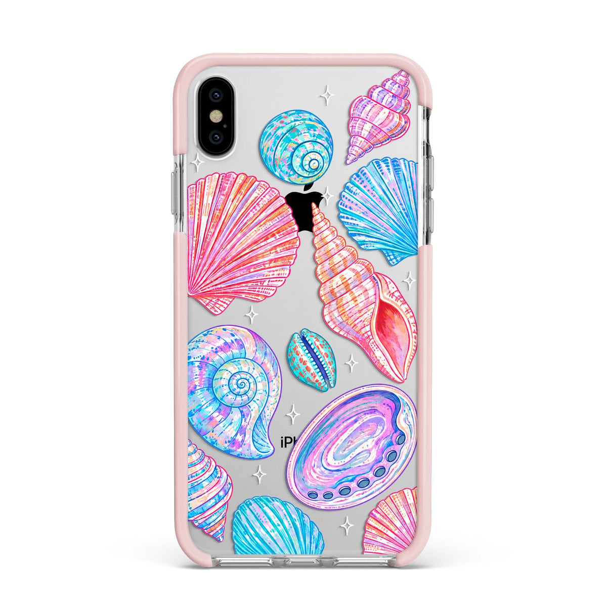 Prismatic Tide Apple iPhone Xs Max Impact Case Pink Edge on Silver Phone