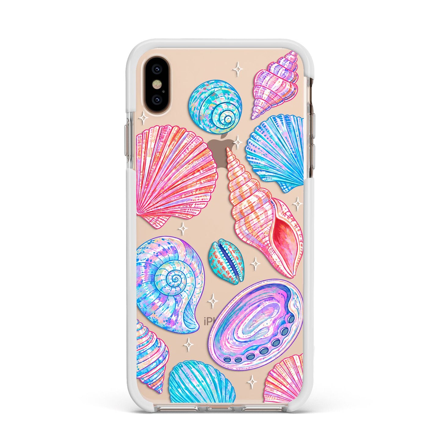 Prismatic Tide Apple iPhone Xs Max Impact Case White Edge on Gold Phone
