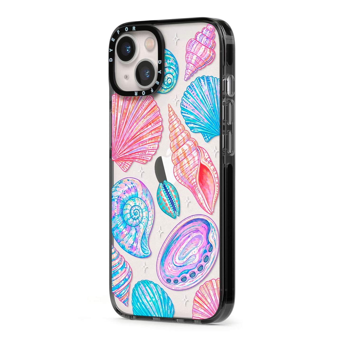 Prismatic Tide iPhone 13 Black Impact Case Side Angle on Silver phone